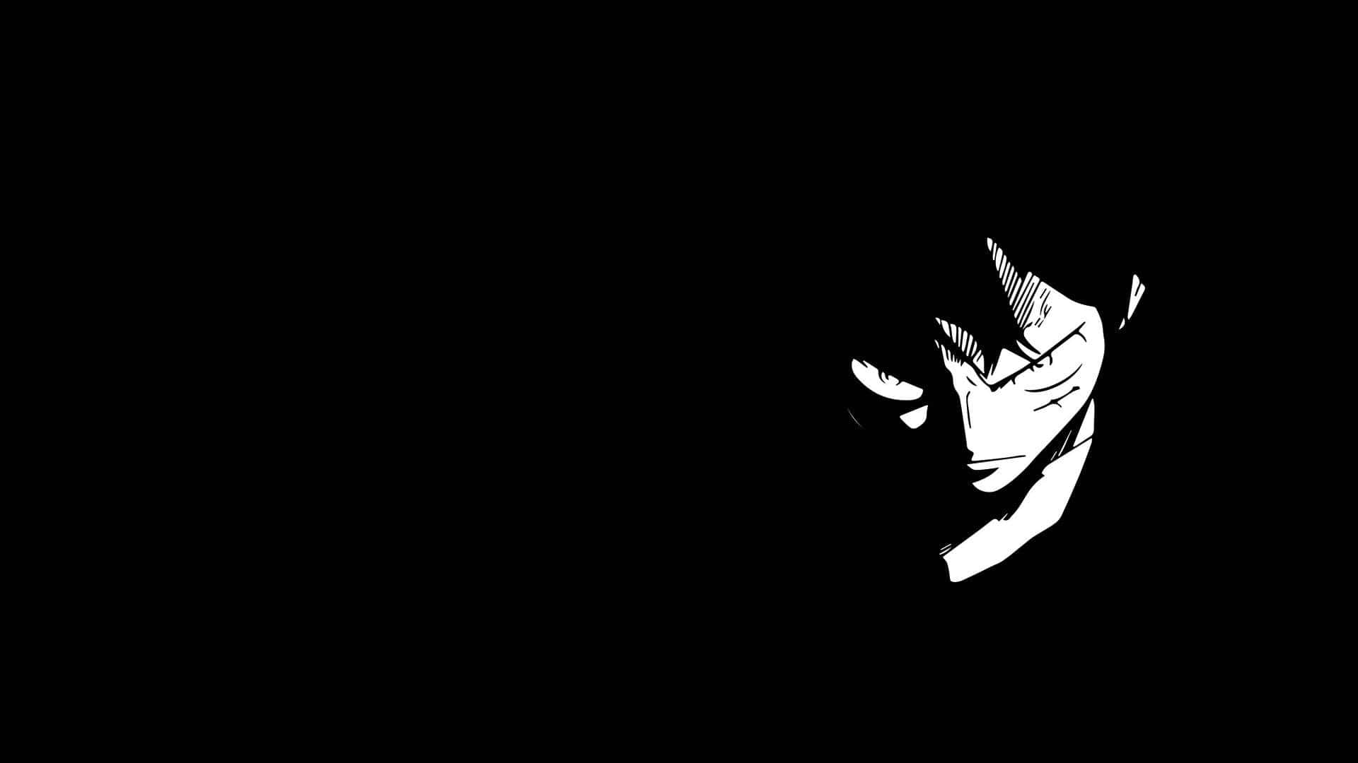 black and white illustration, stylized anime character, face in profile, Full HD Desktop Wallpaper