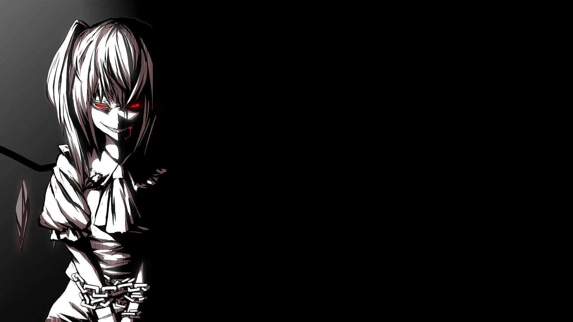 Black Anime Pfp, chained anime girl, white hair, Full HD Desktop Wallpaper