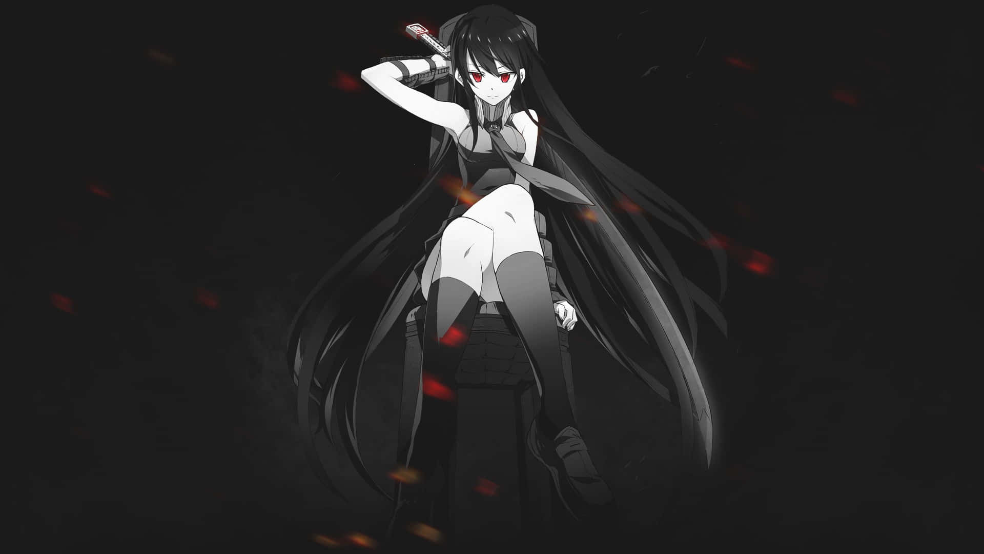 black anime pfp, long hair girl, dark-haired anime girl, Full HD Desktop Wallpaper