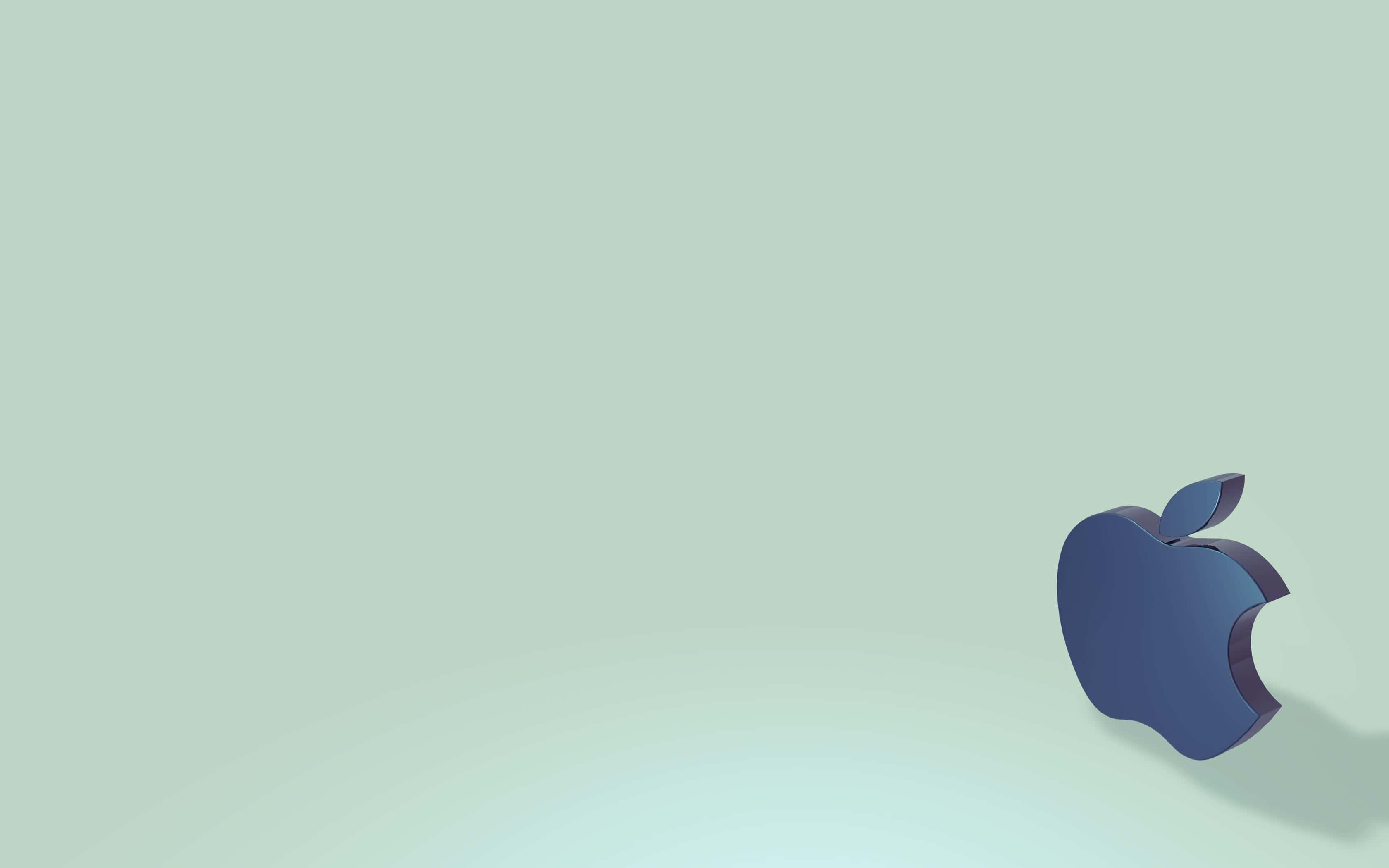 Black Apple Logo, blue apple logo, mint green gradient background, 2K Desktop Wallpaper