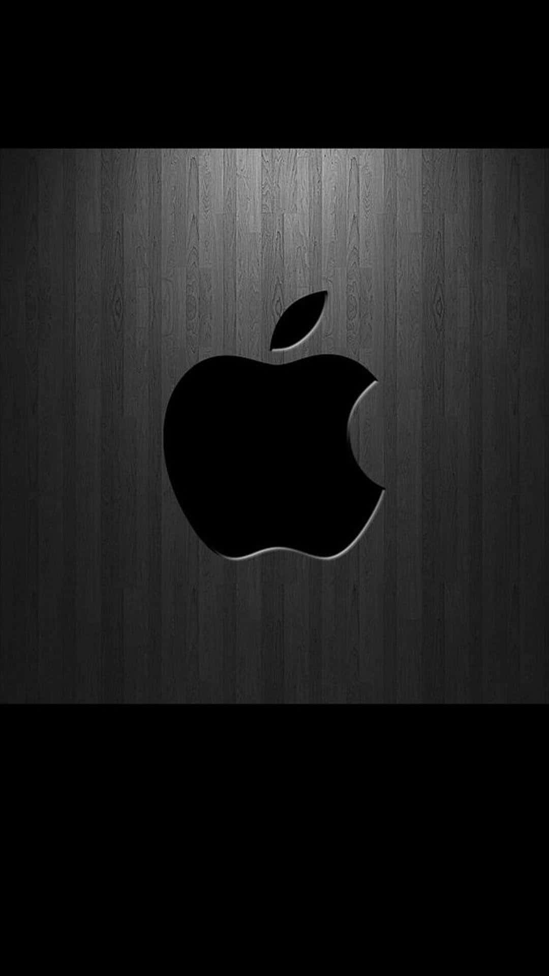 Black Apple Logo, gray wood, dark wood grain, Full HD Phone Wallpaper