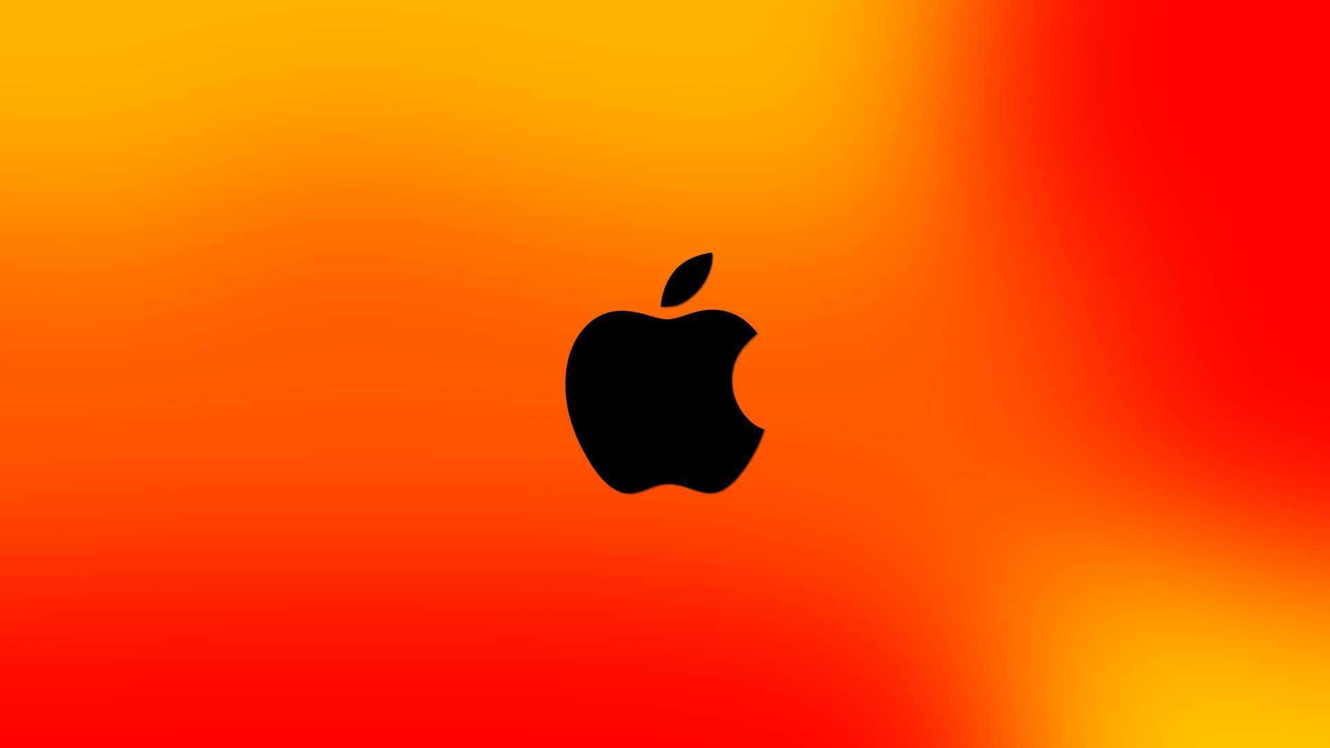 Black Apple Logo, gradient, yellow, Full HD Desktop Wallpaper