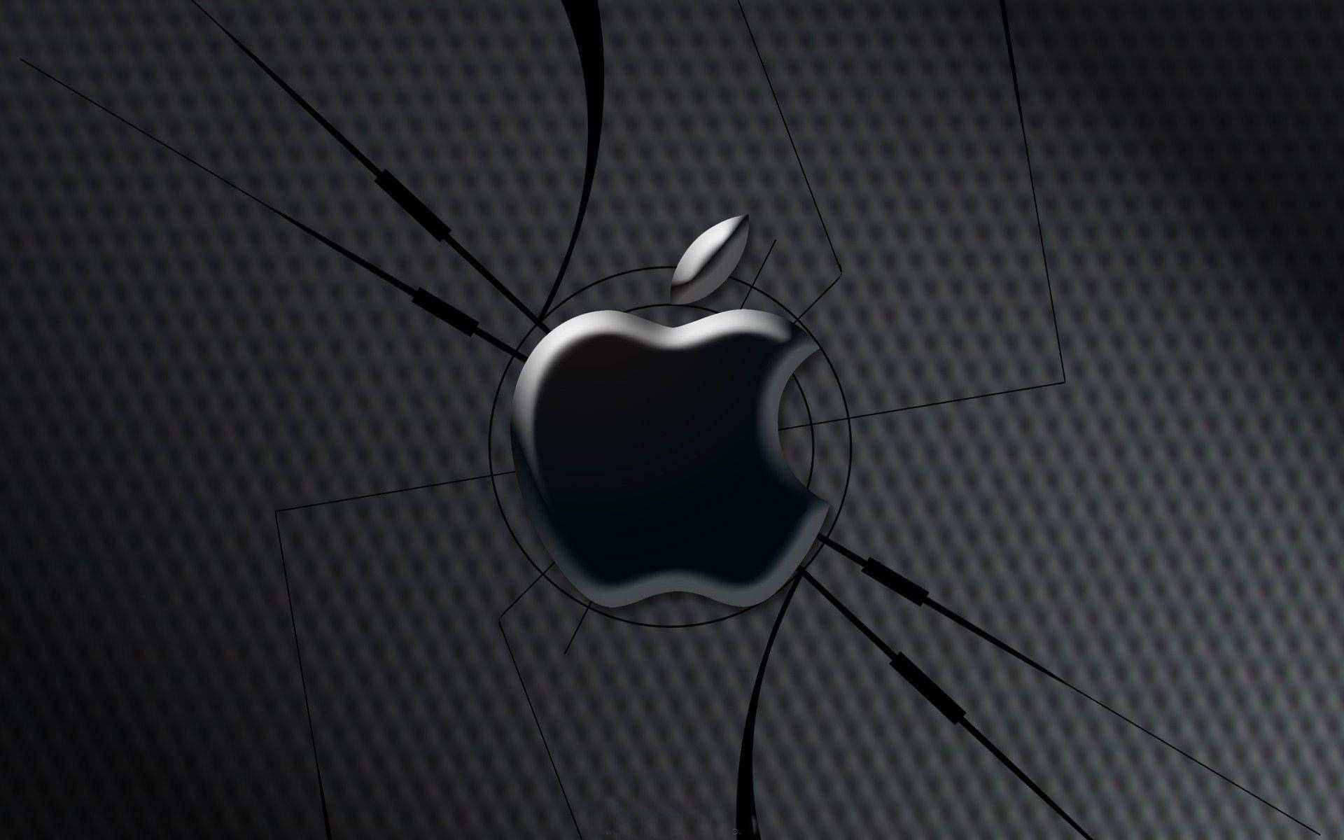 Apple logo, glossy, shattered glass effect, Full HD Desktop Wallpaper