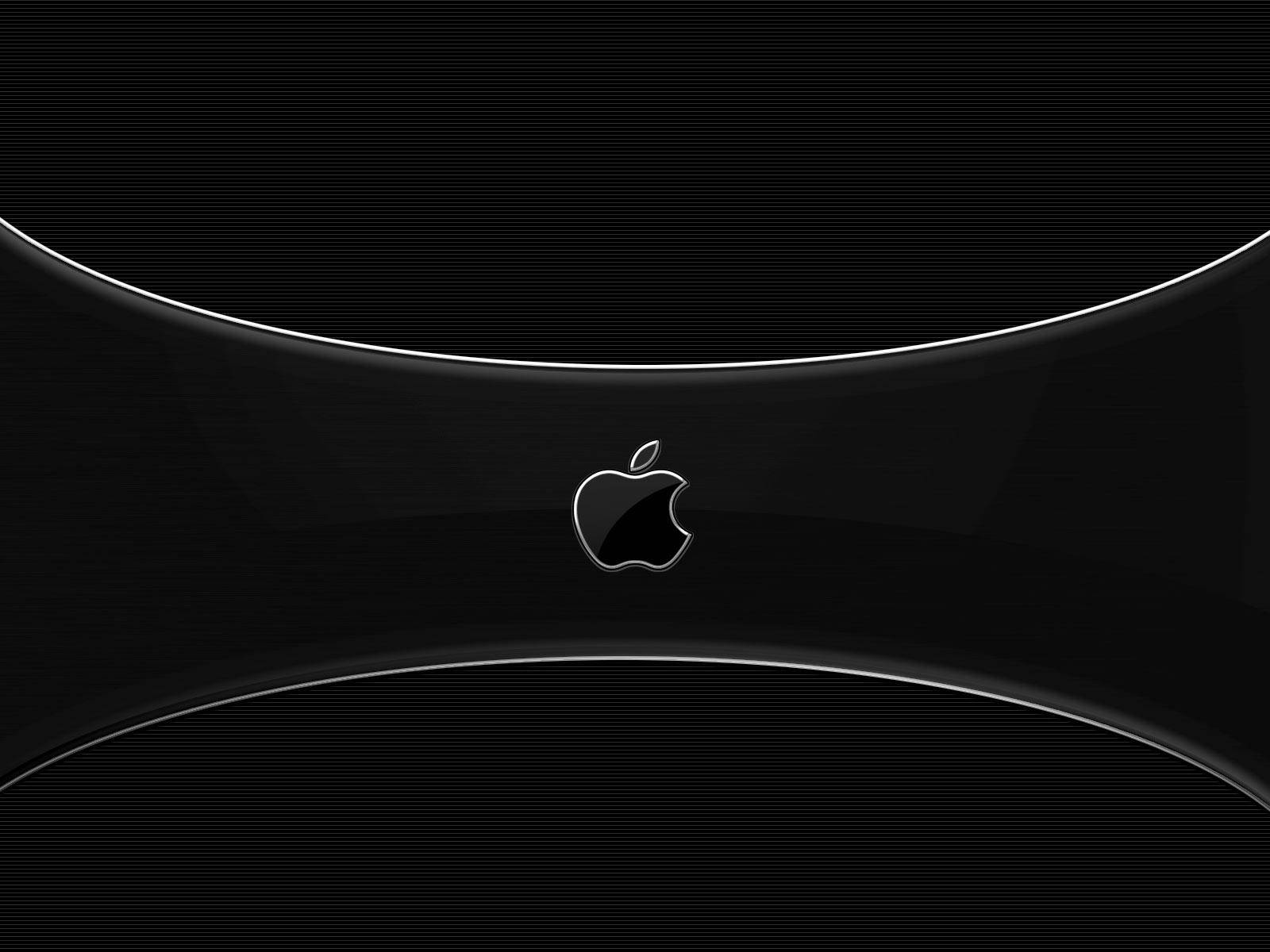 Apple logo, black, glowing silver, HD Desktop Wallpaper