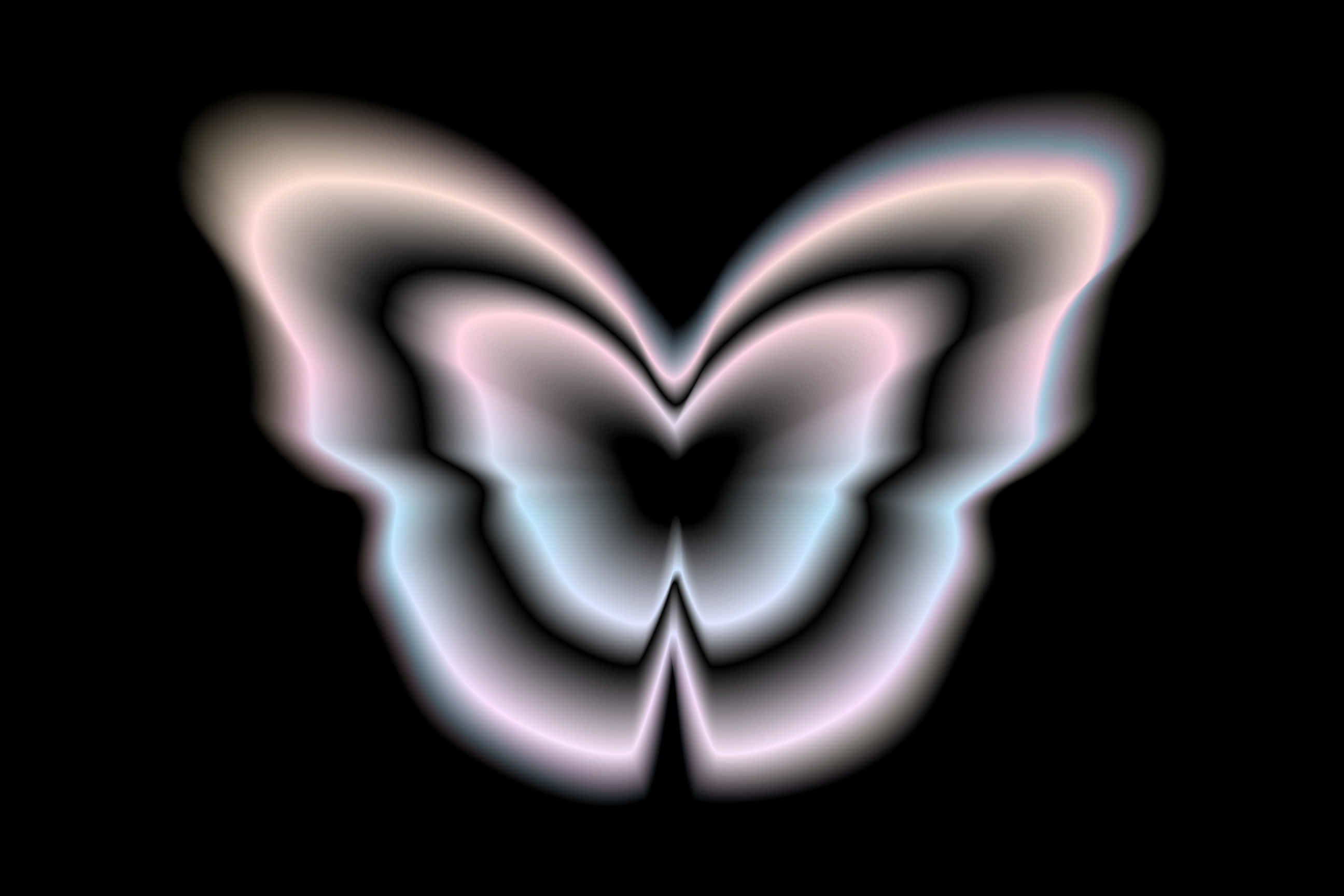 abstract black aura butterfly, glowing abstract butterfly silhouette, soft pink and blue gradients, 2K Desktop Wallpaper