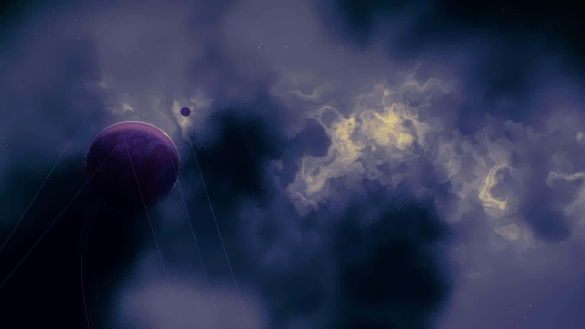 Black Aura, purple planet, swirling cosmic clouds, Full HD Desktop Wallpaper