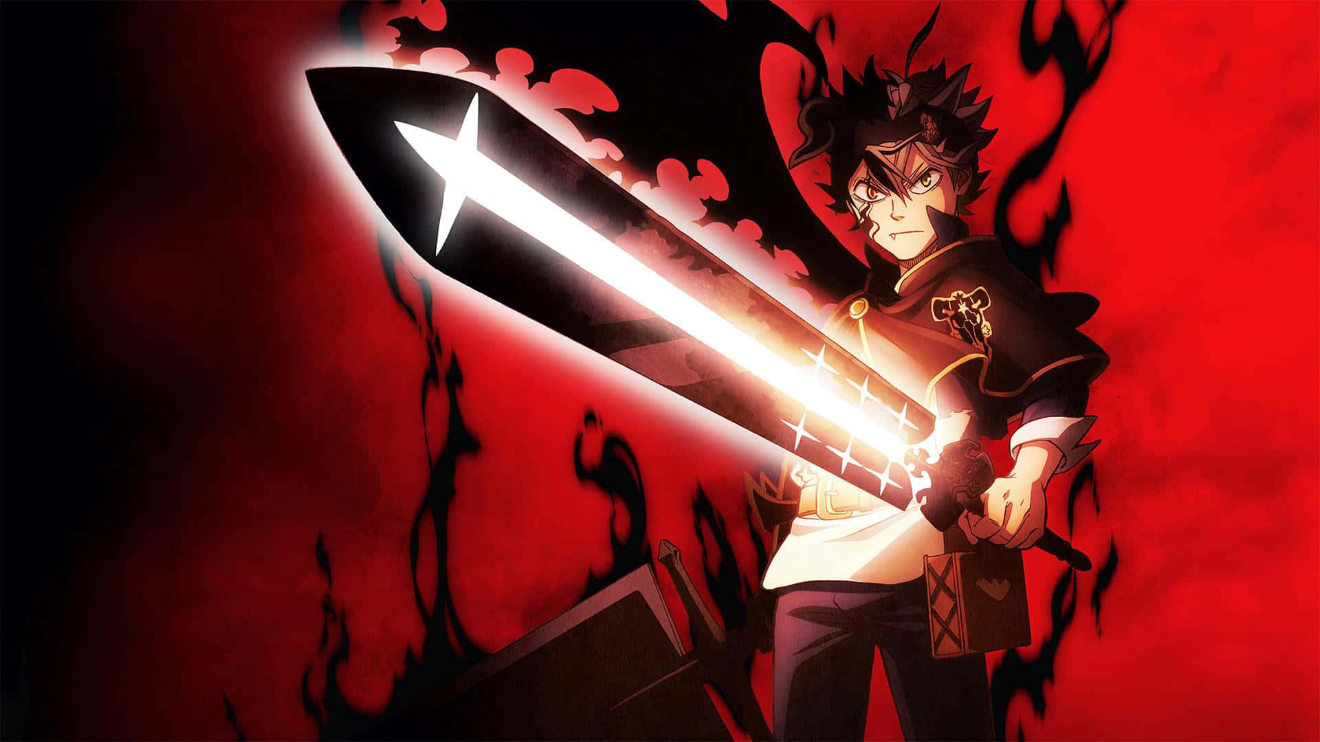 Animated Warrior, Black Aura, glowing sword, Full HD Desktop Wallpaper