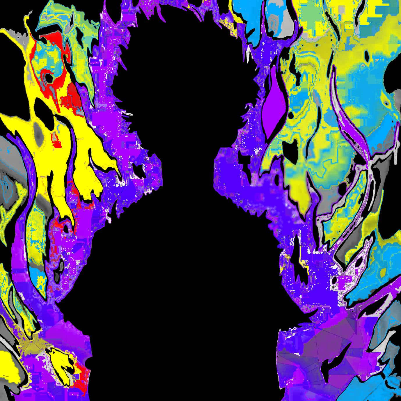 vibrant black silhouette aura, purple, yellow, HD Desktop Wallpaper
