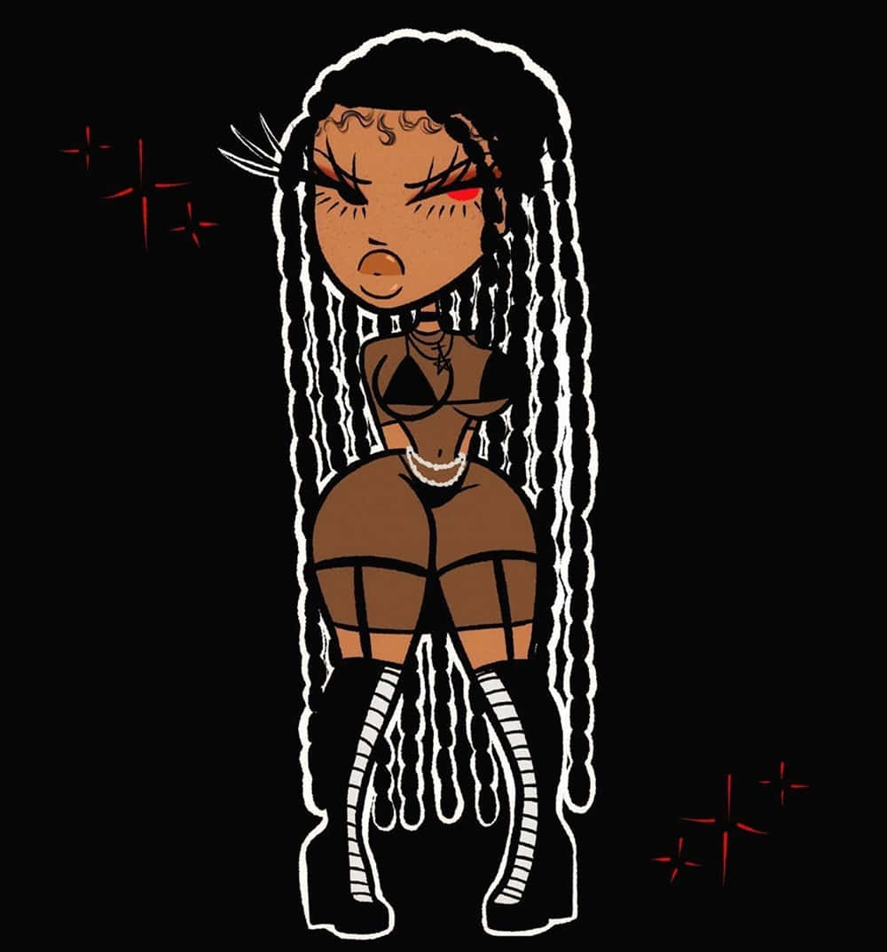cartoon girl, dreadlocks, boots, SD Phone Wallpaper