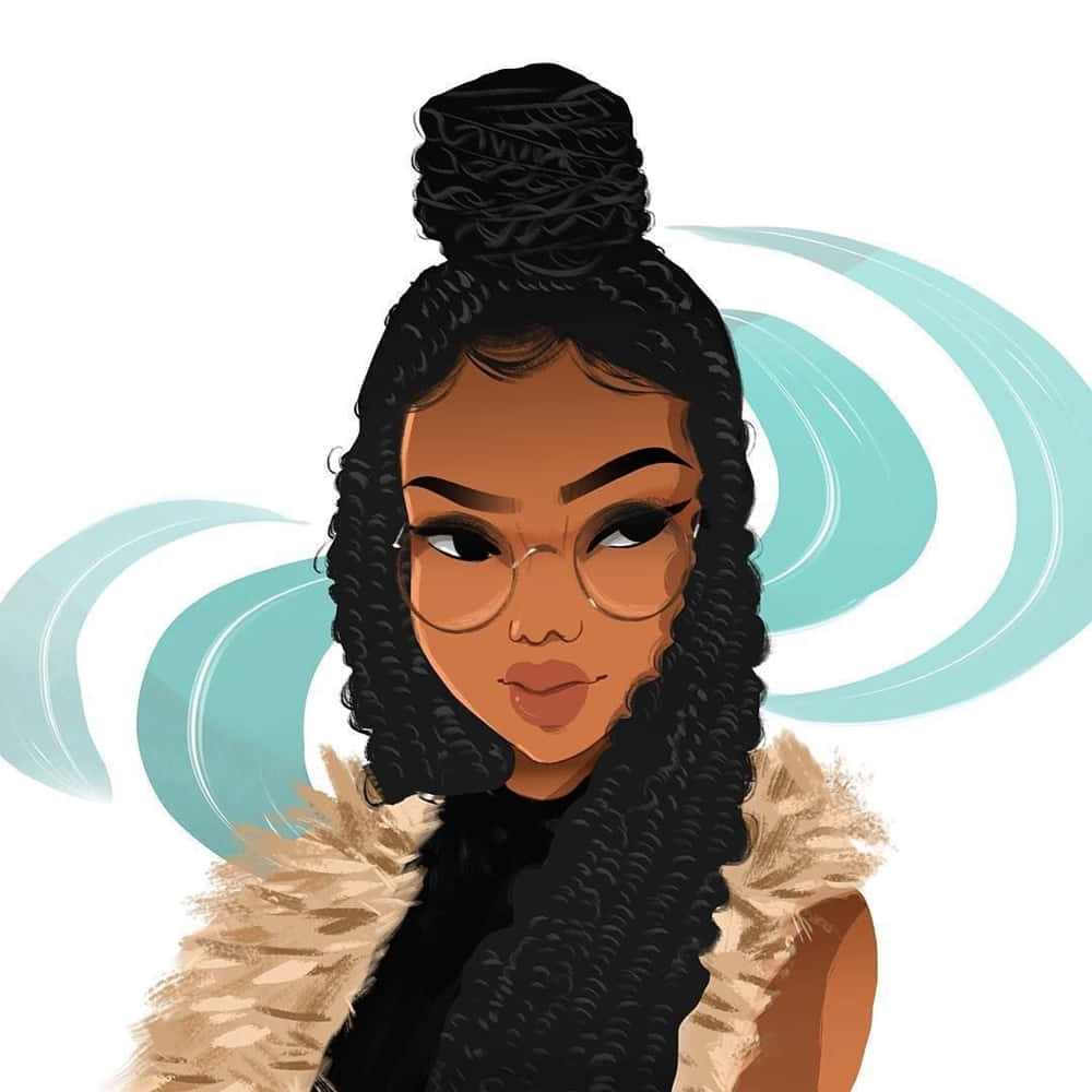 black girl, glasses, furry vest, SD Desktop Wallpaper