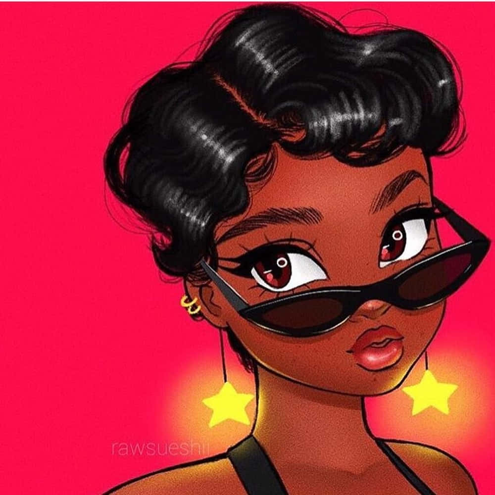 Black Baddie, curly black hair, sunglasses, SD Desktop Wallpaper