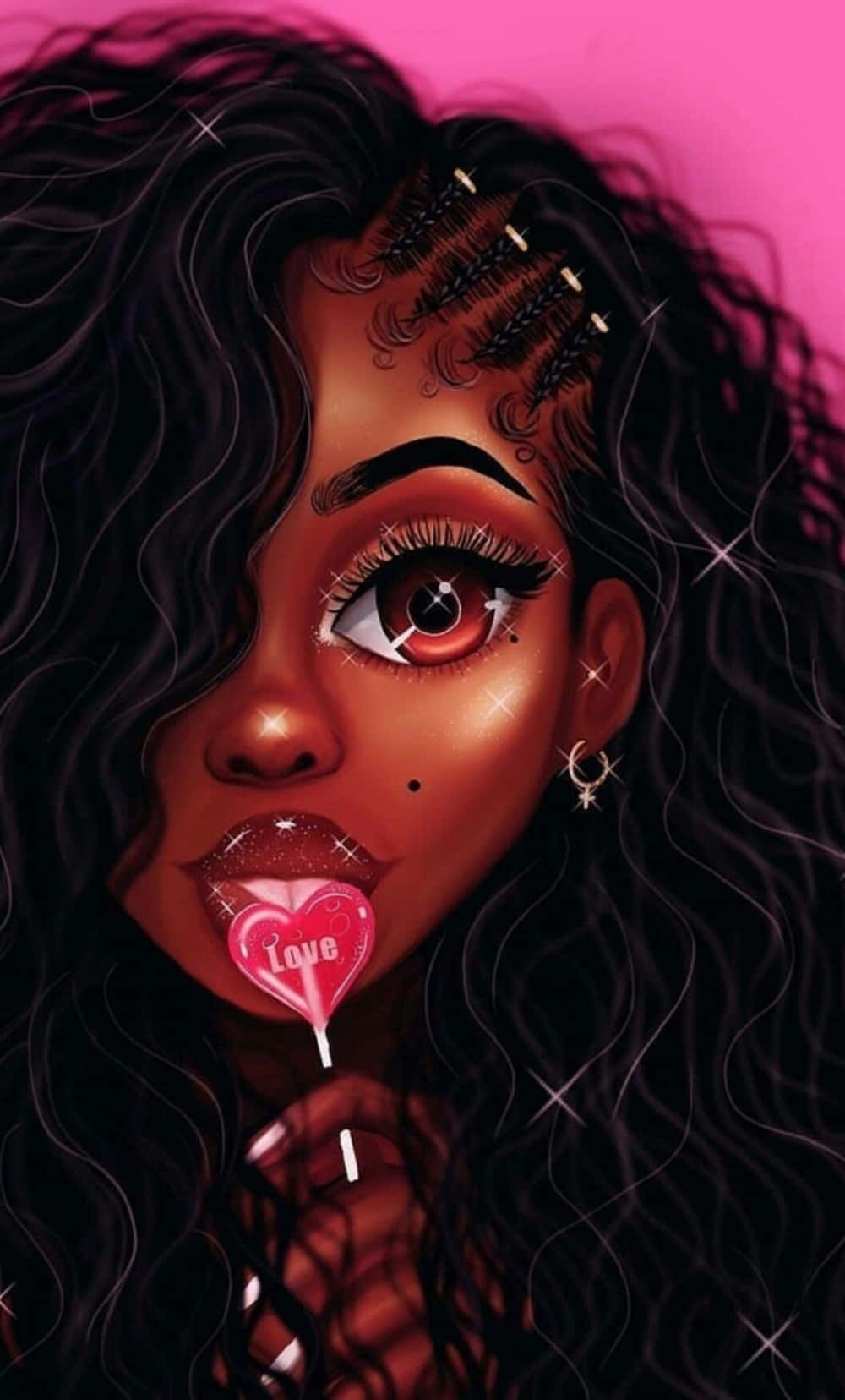 black girl, long hair, red eyes, HD Phone Wallpaper