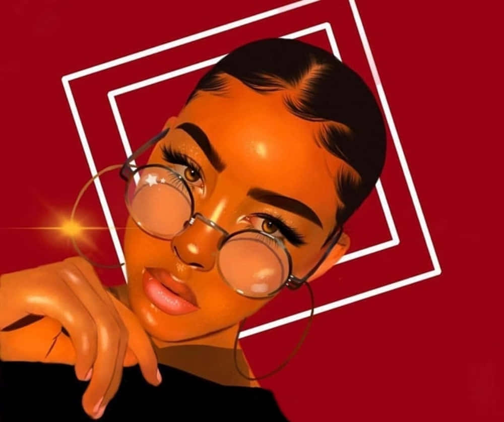 Black Baddie, round glasses, hoop earrings, SD Desktop Wallpaper