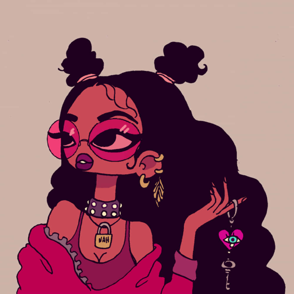 black baddie, pink glasses, twin buns, SD Desktop Wallpaper