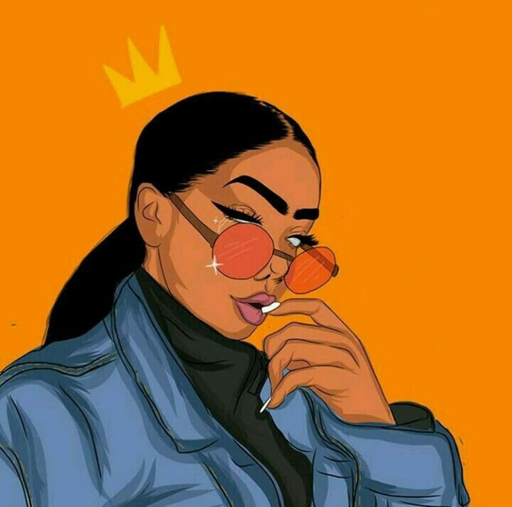 Black Baddie, orange sunglasses, blue jacket, SD Desktop Wallpaper