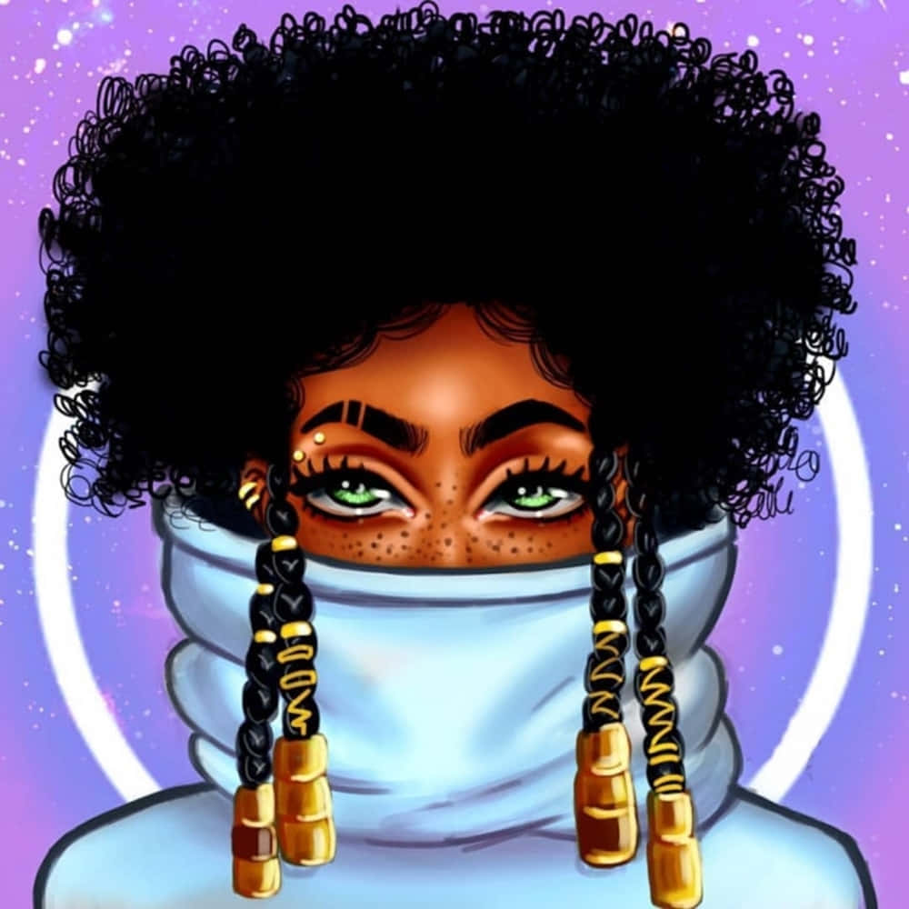 black girl, afro hair, golden braids, SD Desktop Wallpaper