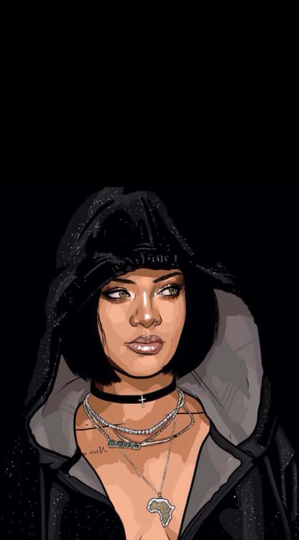 black hoodie, layered necklaces, dark background, HD Phone Wallpaper
