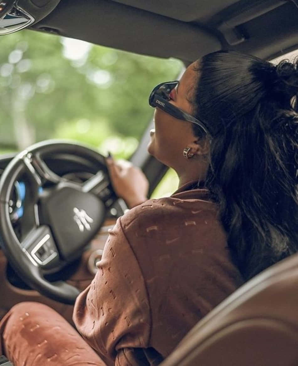 Black Baddie, luxury car, sunglasses, SD Phone Wallpaper