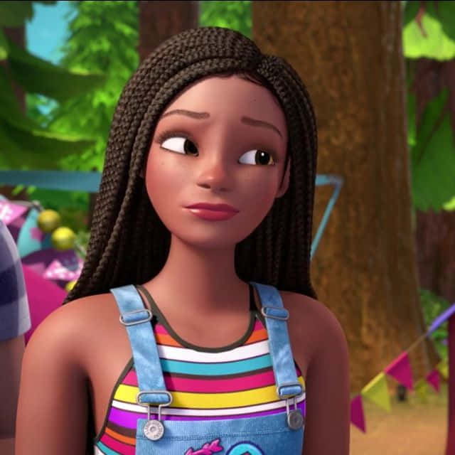 Black Barbie, braided hair, colorful striped overalls, SD Desktop Wallpaper
