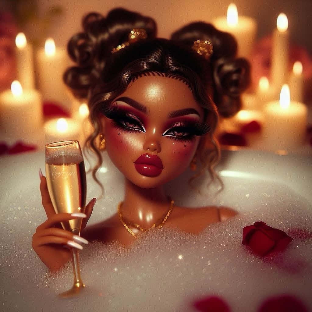 Black Barbie, gold hair accessories, bold makeup, SD Desktop Wallpaper