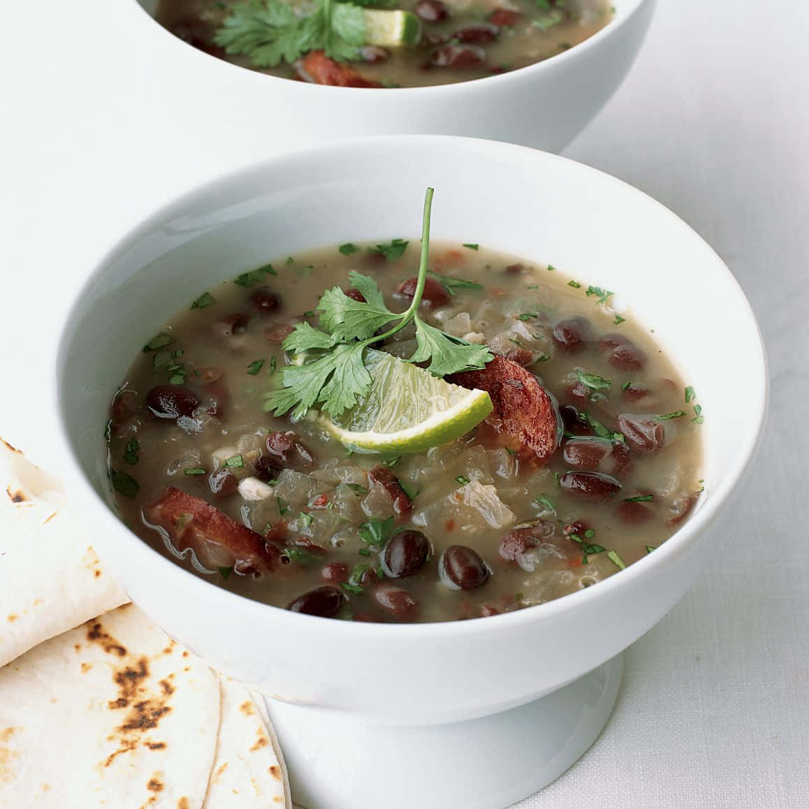 black bean soup, steaming bowl, fresh cilantro, SD Desktop Wallpaper
