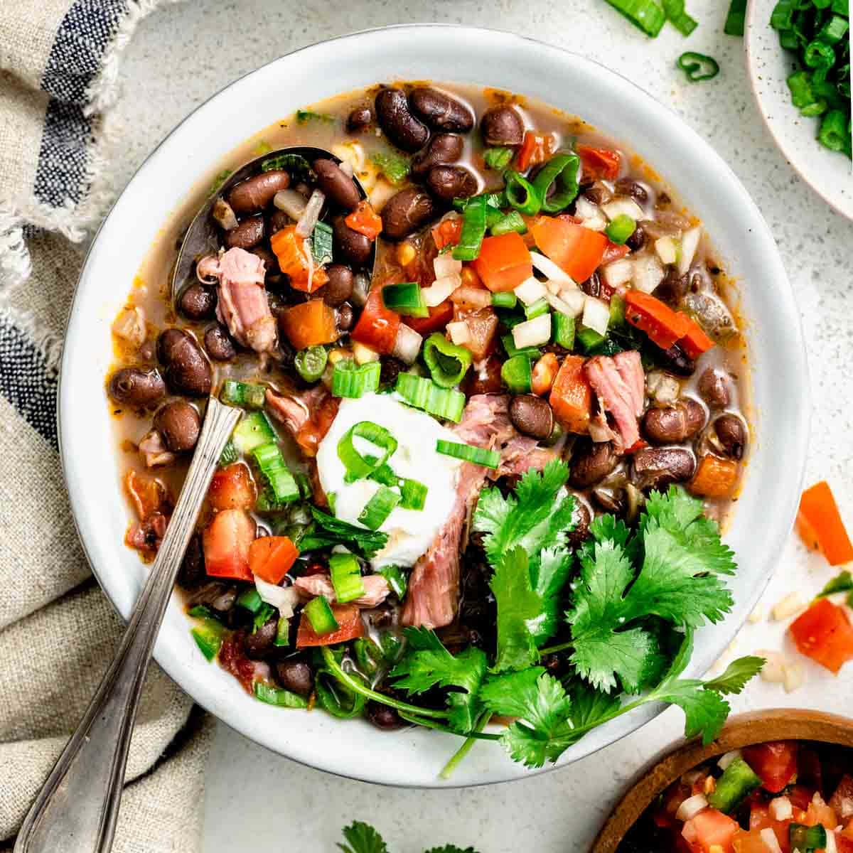 black bean soup, steaming bowl, fresh cilantro, SD Desktop Wallpaper
