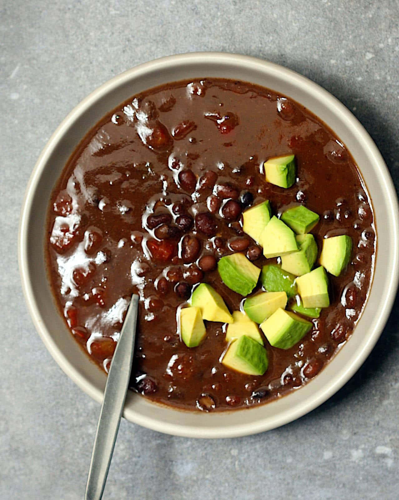 Black Bean Soup, beige bowl, dark beans, HD Phone Wallpaper