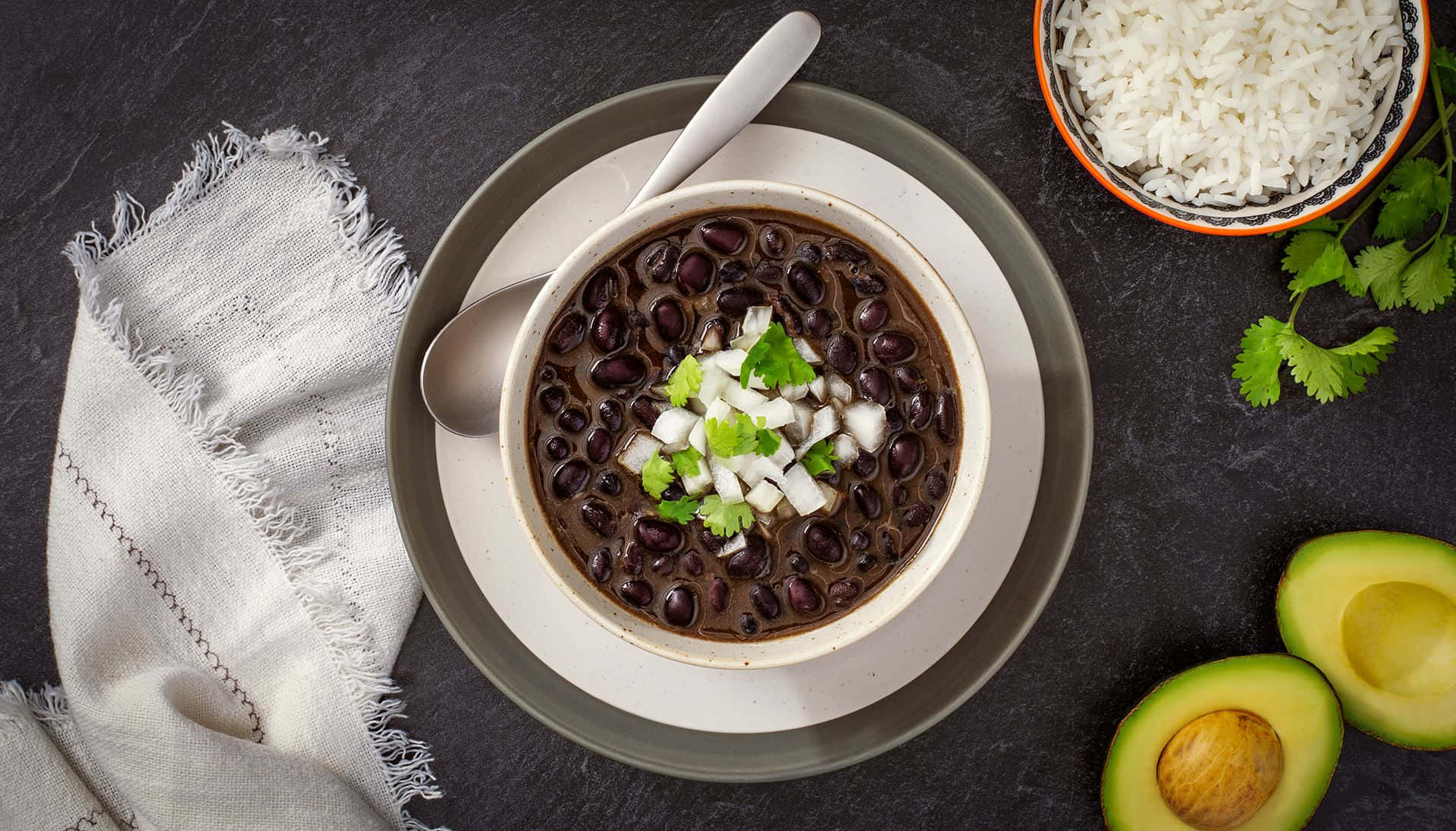 black bean soup, cilantro, diced onion, Full HD Desktop Wallpaper