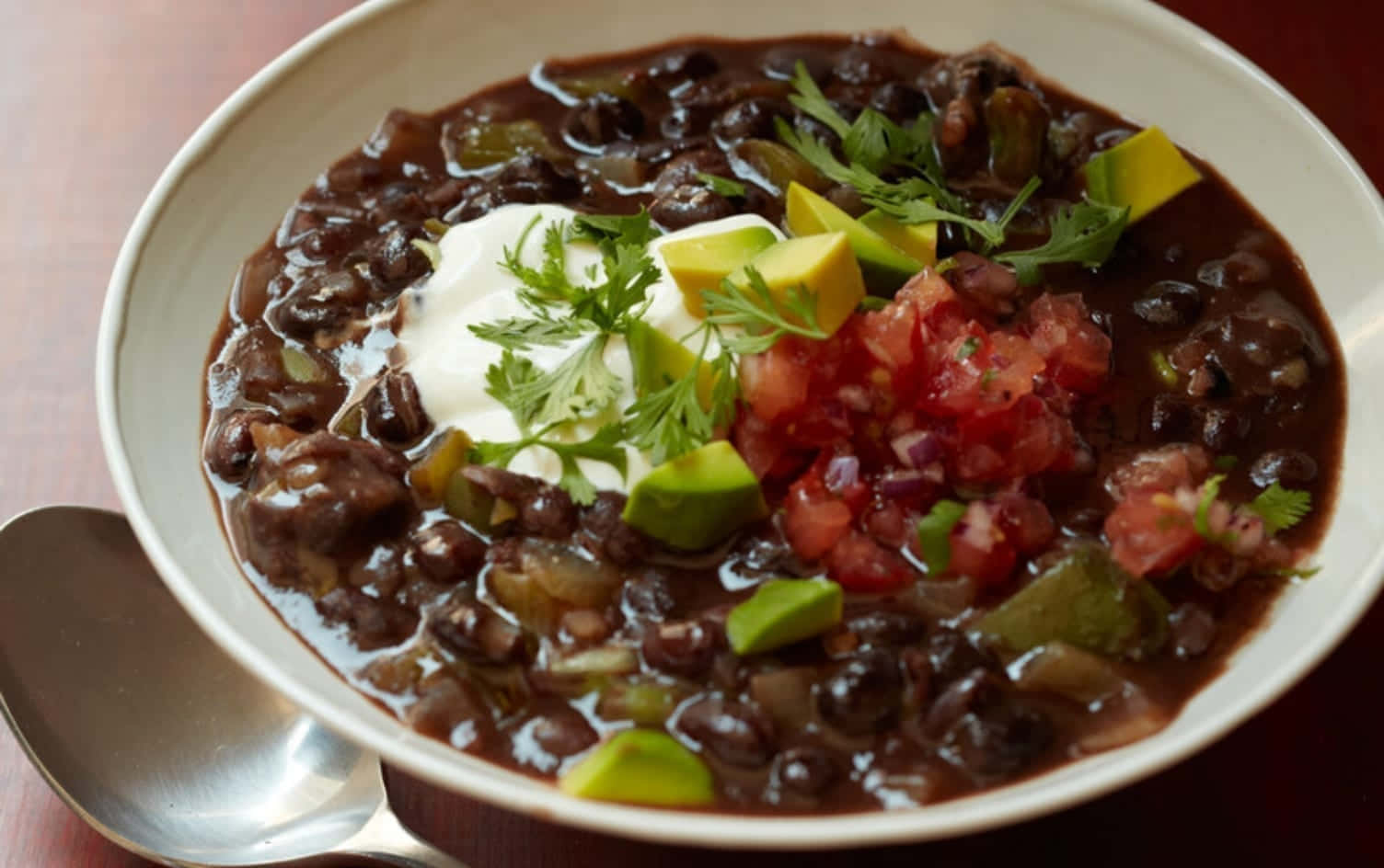 black bean soup, steaming bowl, rich black bean chili, HD Desktop Wallpaper