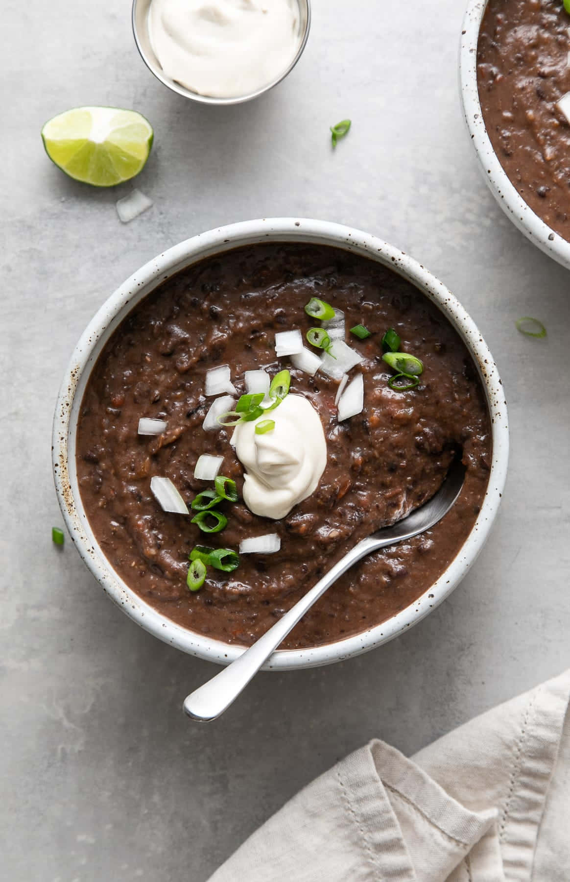 Black Bean Soup, sour cream, chopped green onions, HD Phone Wallpaper