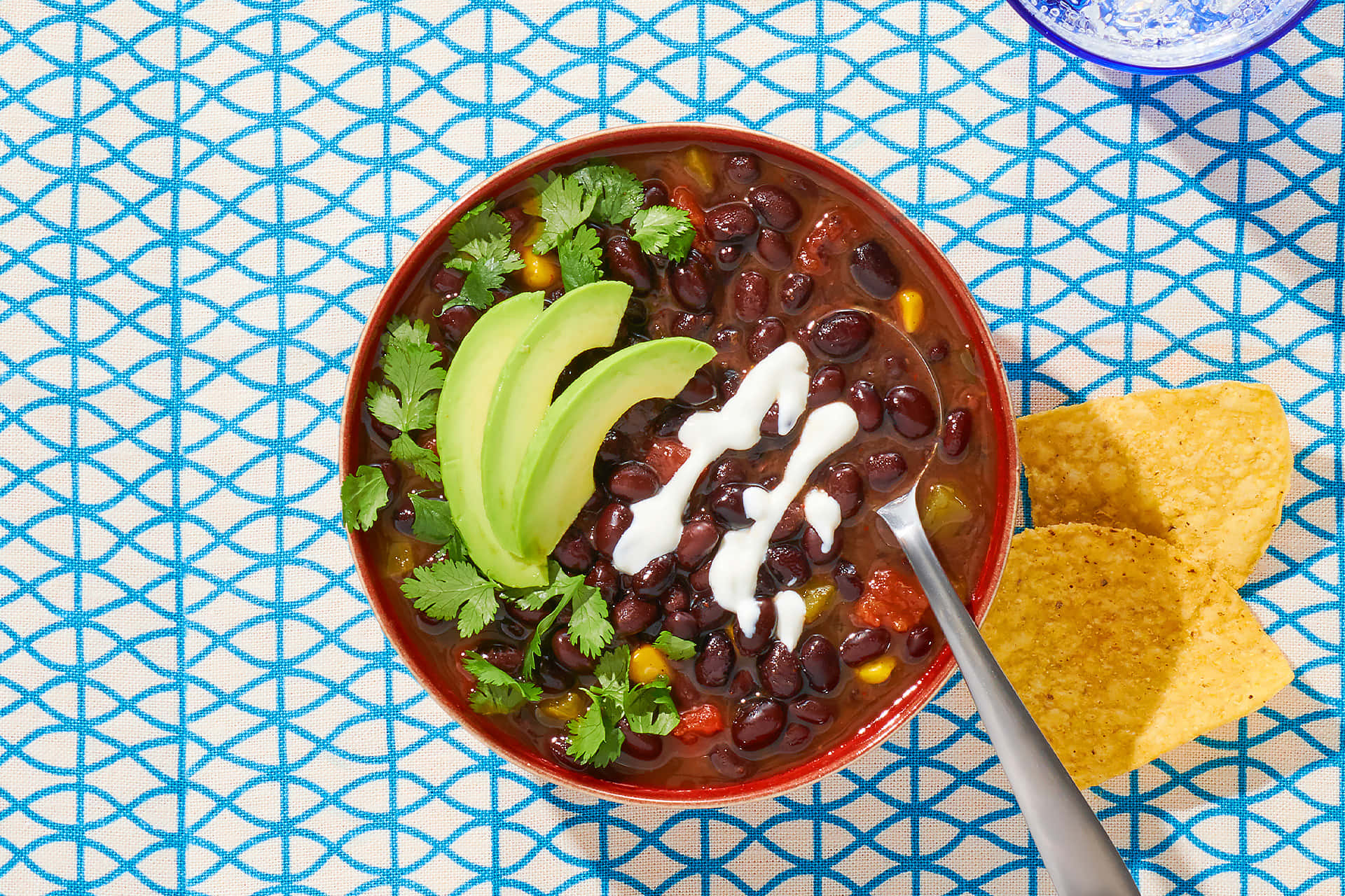 black bean soup, avocado slices, sour cream, Full HD Desktop Wallpaper
