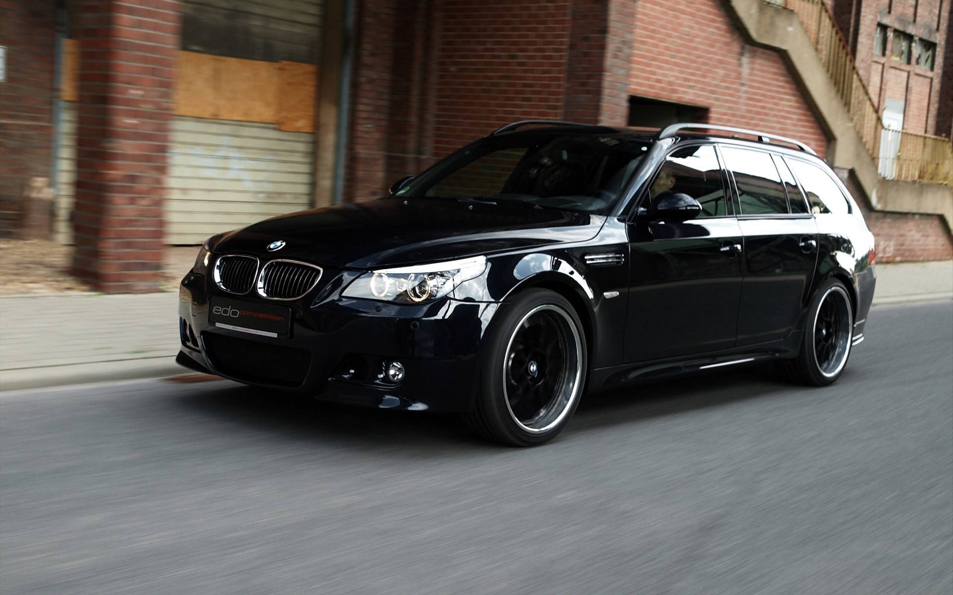 Black BMW, station wagon, highway, Full HD Desktop Wallpaper