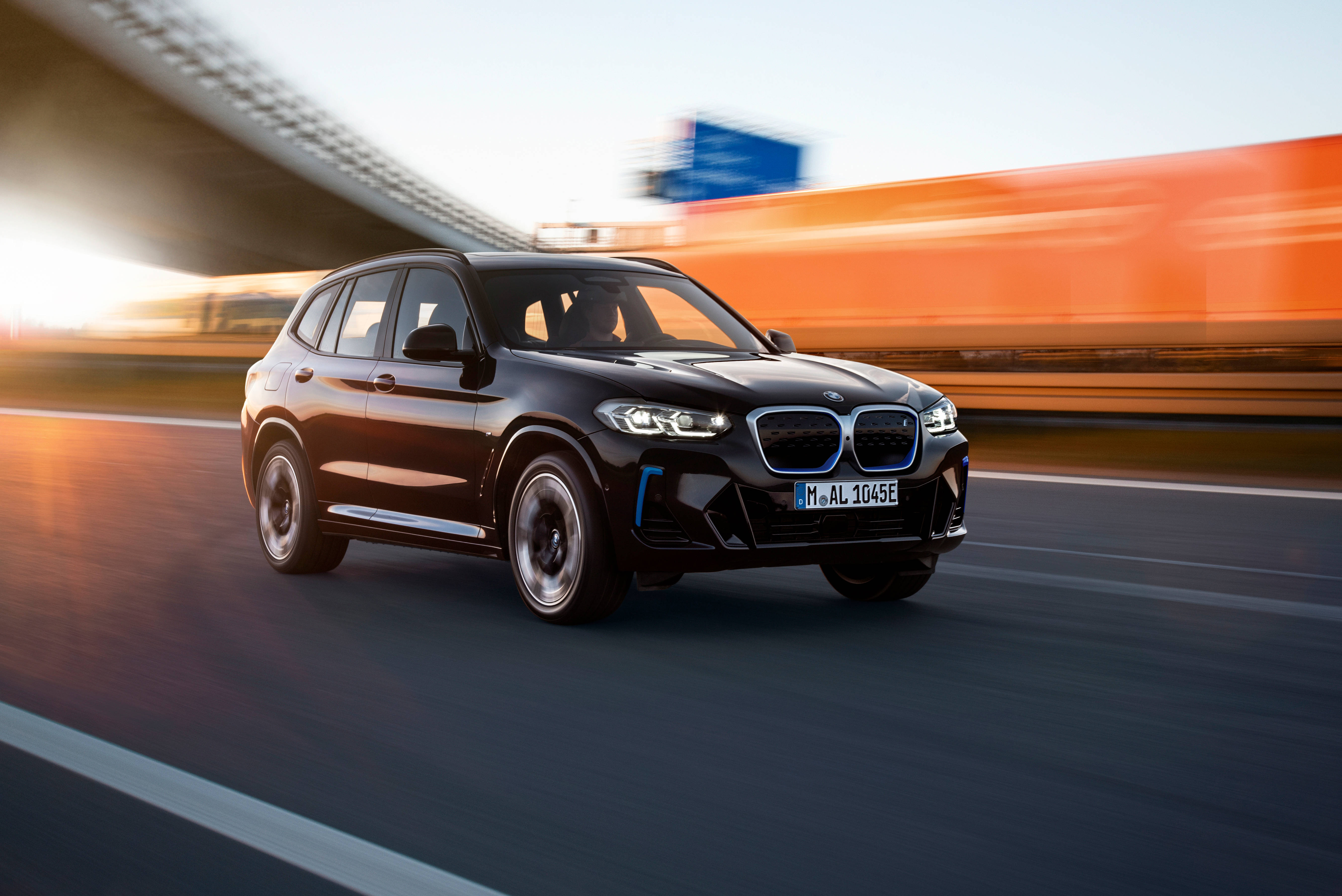 Black BMW, electric SUV, highway, 5K Desktop Wallpaper