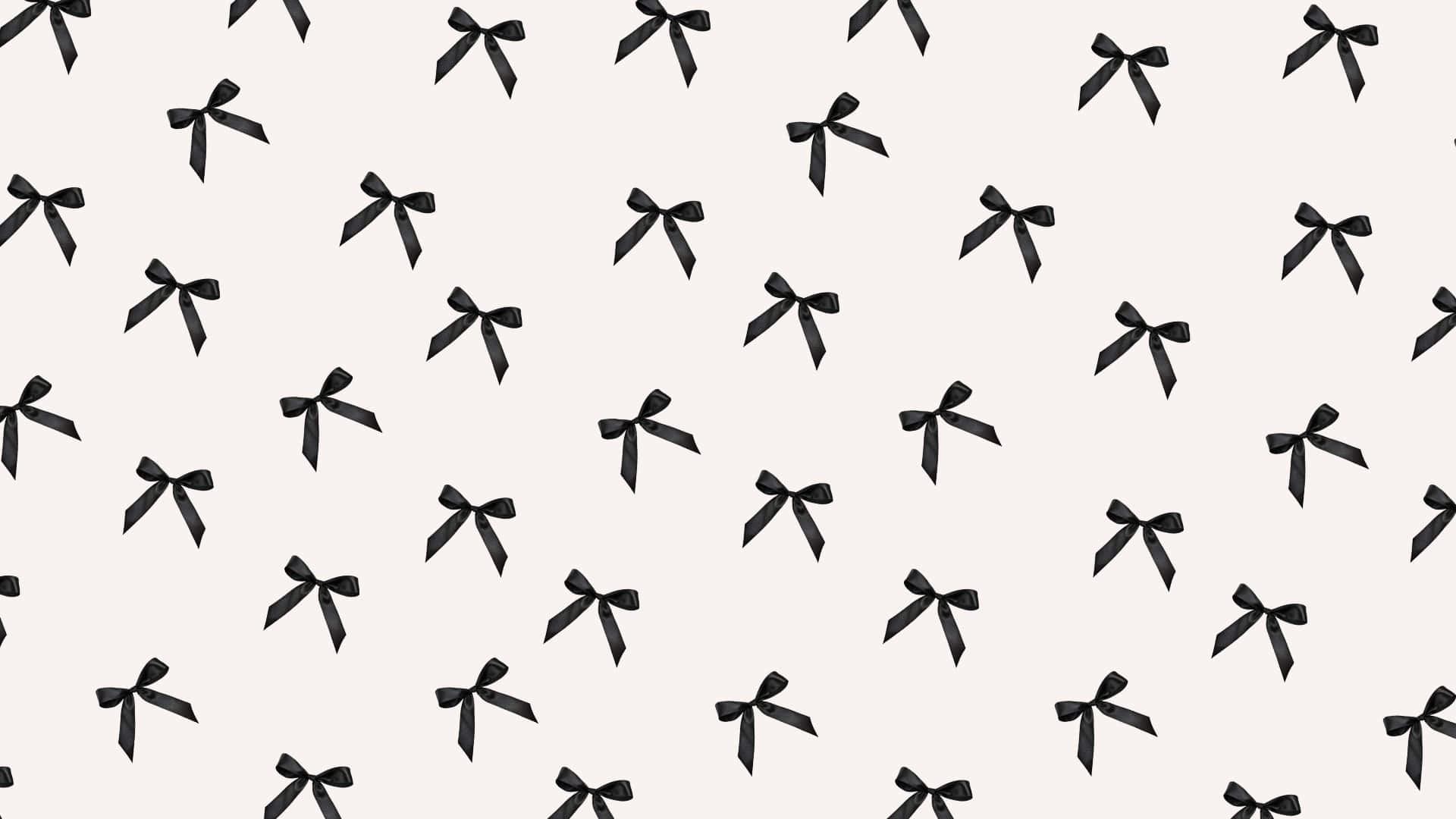 Black Bow, black ribbon bows, soft beige background, Full HD Desktop Wallpaper