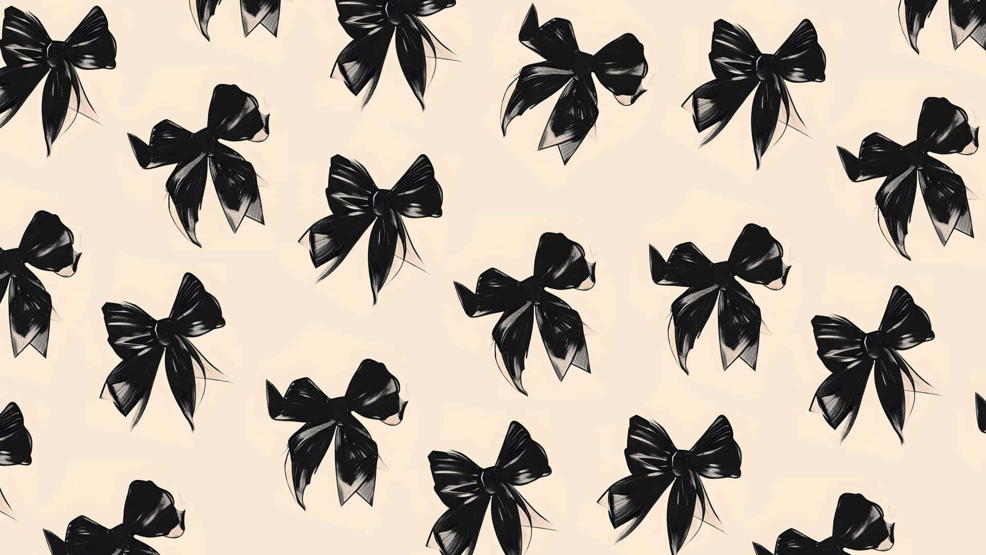 Black Bow, glossy bows, flowing ribbons, Full HD Desktop Wallpaper