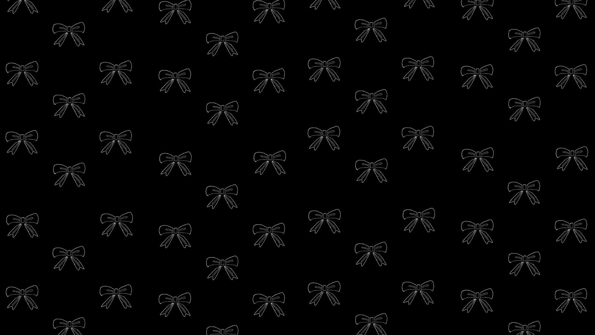 Black Bow, black background, white outlined bows, Full HD Desktop Wallpaper