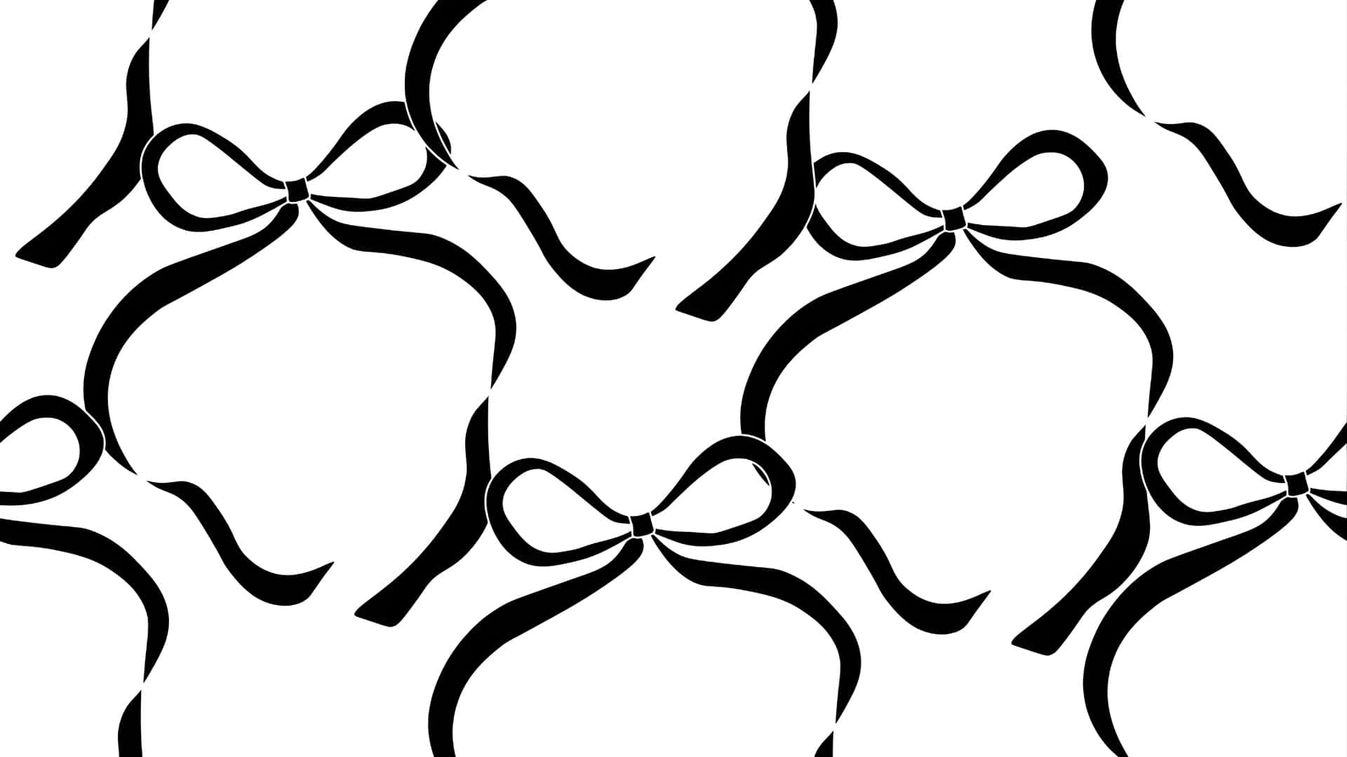 elegant black bow pattern, bold black ribbon bows, stark white background, Full HD Desktop Wallpaper