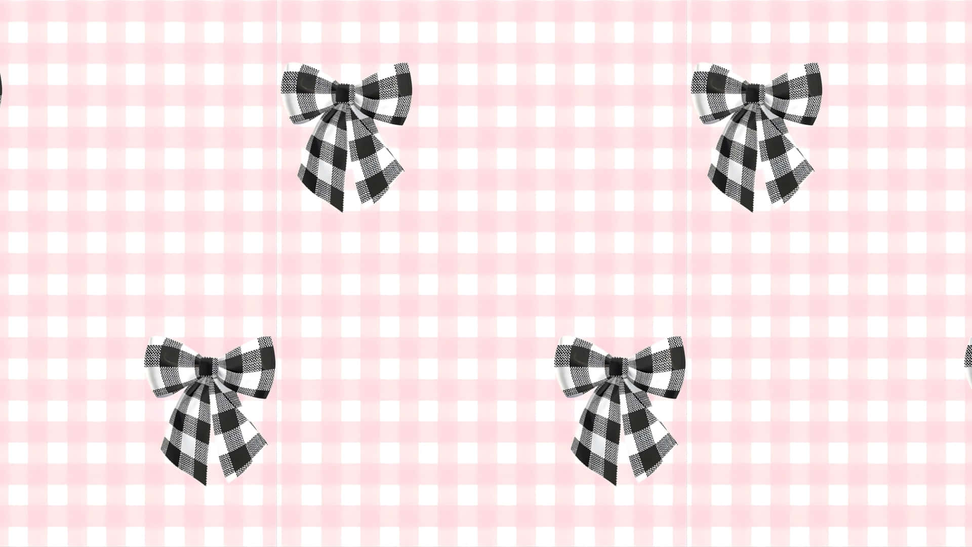 black bow, pink, white gingham, Full HD Desktop Wallpaper