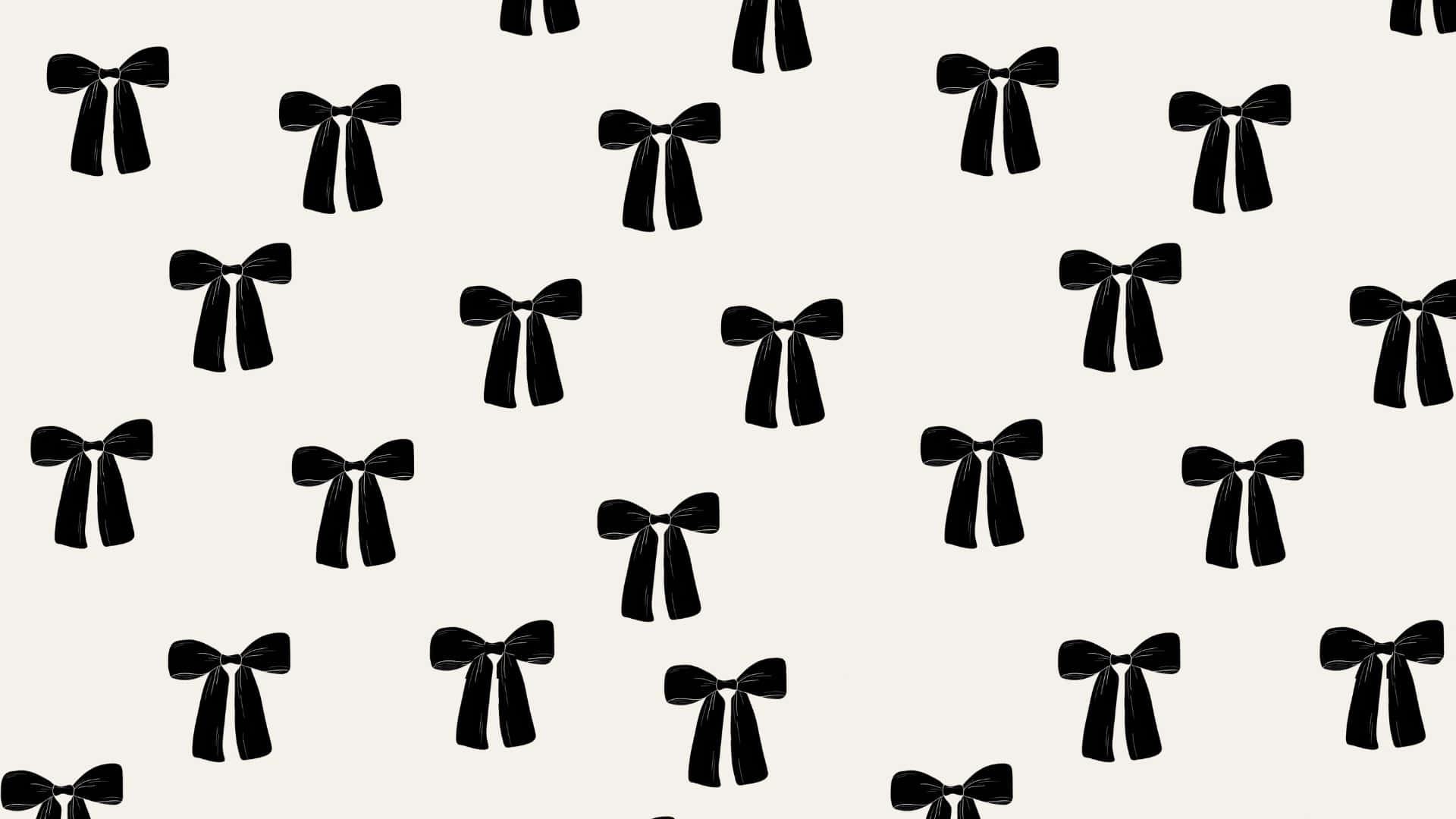 Black Bow, glossy black bows, soft off-white background, Full HD Desktop Wallpaper