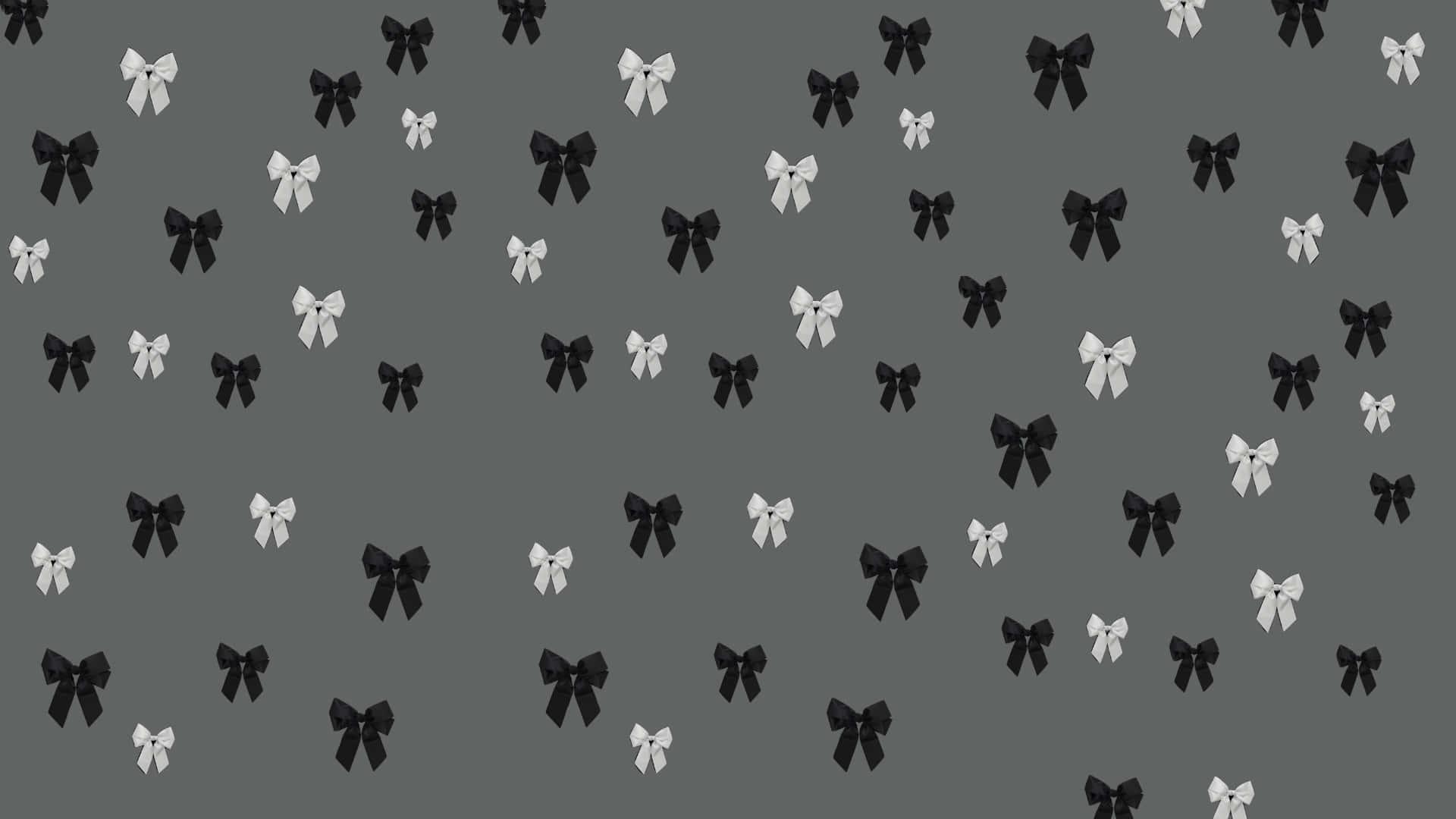 Black Bow, black and white bows, muted gray background, Full HD Desktop Wallpaper
