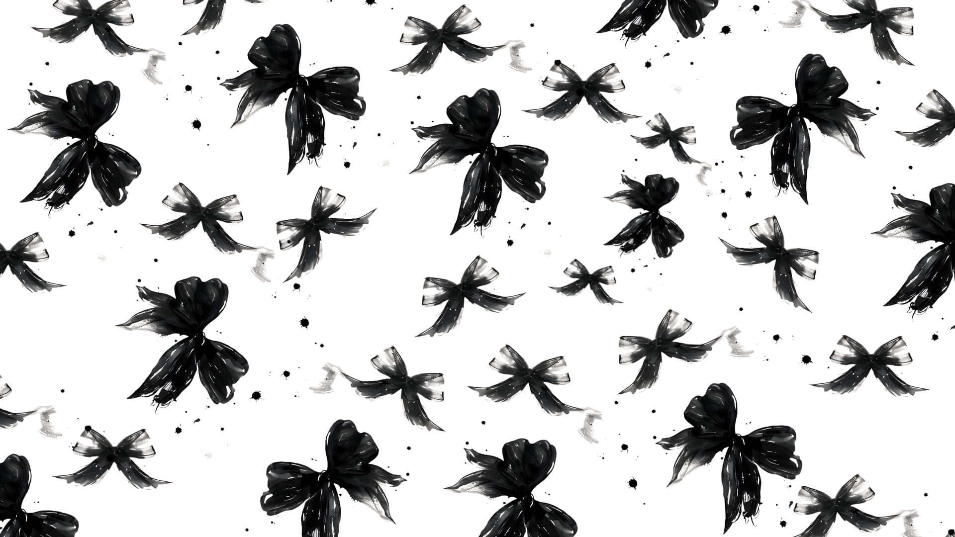 Black Bow, black ink, brushstroke, Full HD Desktop Wallpaper