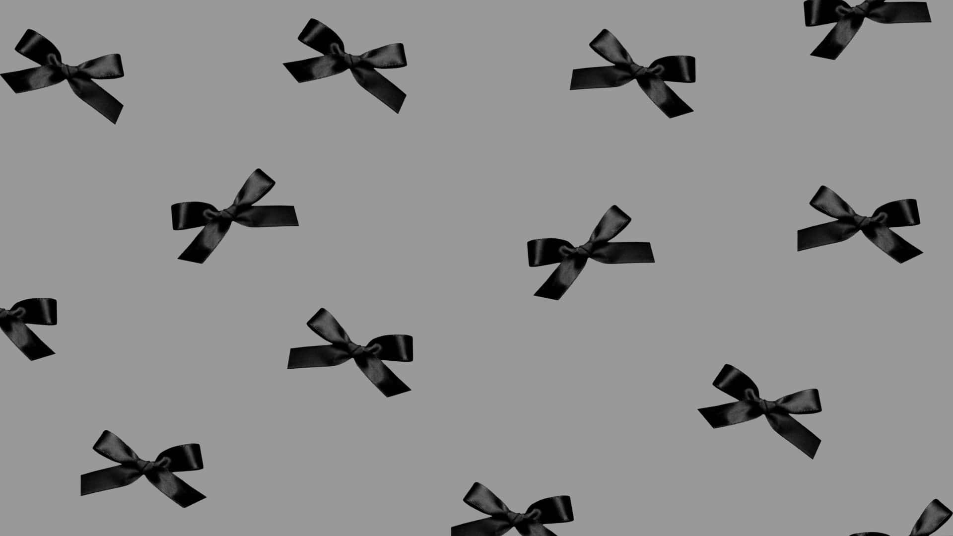Black Bow, satin bows, muted gray background, Full HD Desktop Wallpaper