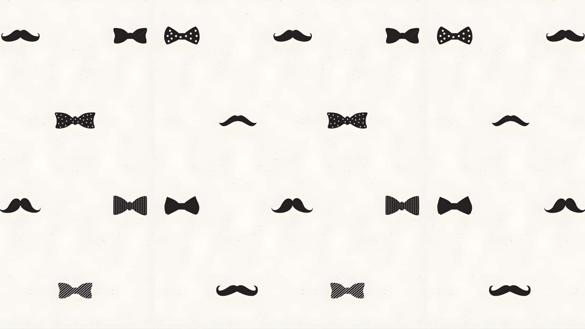 black bow, mustache pattern, textured off-white background, Full HD Desktop Wallpaper
