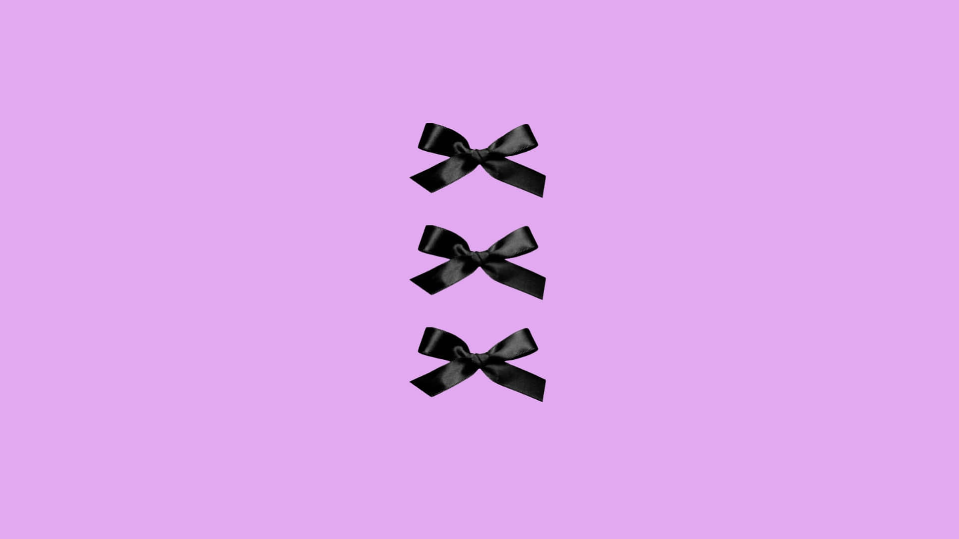 elegant black bow trio, black satin bows, lavender background, Full HD Desktop Wallpaper