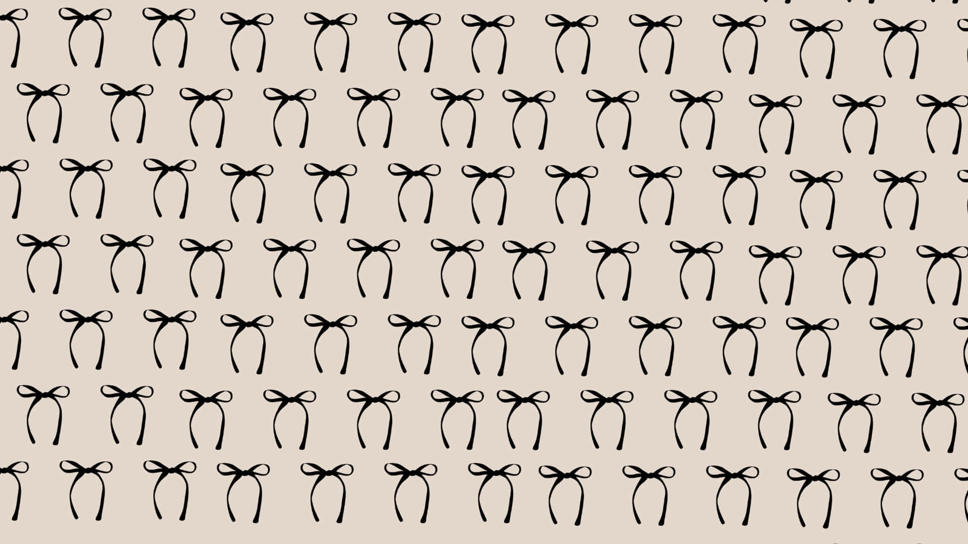 black bow, beige background, repeating pattern, Full HD Desktop Wallpaper