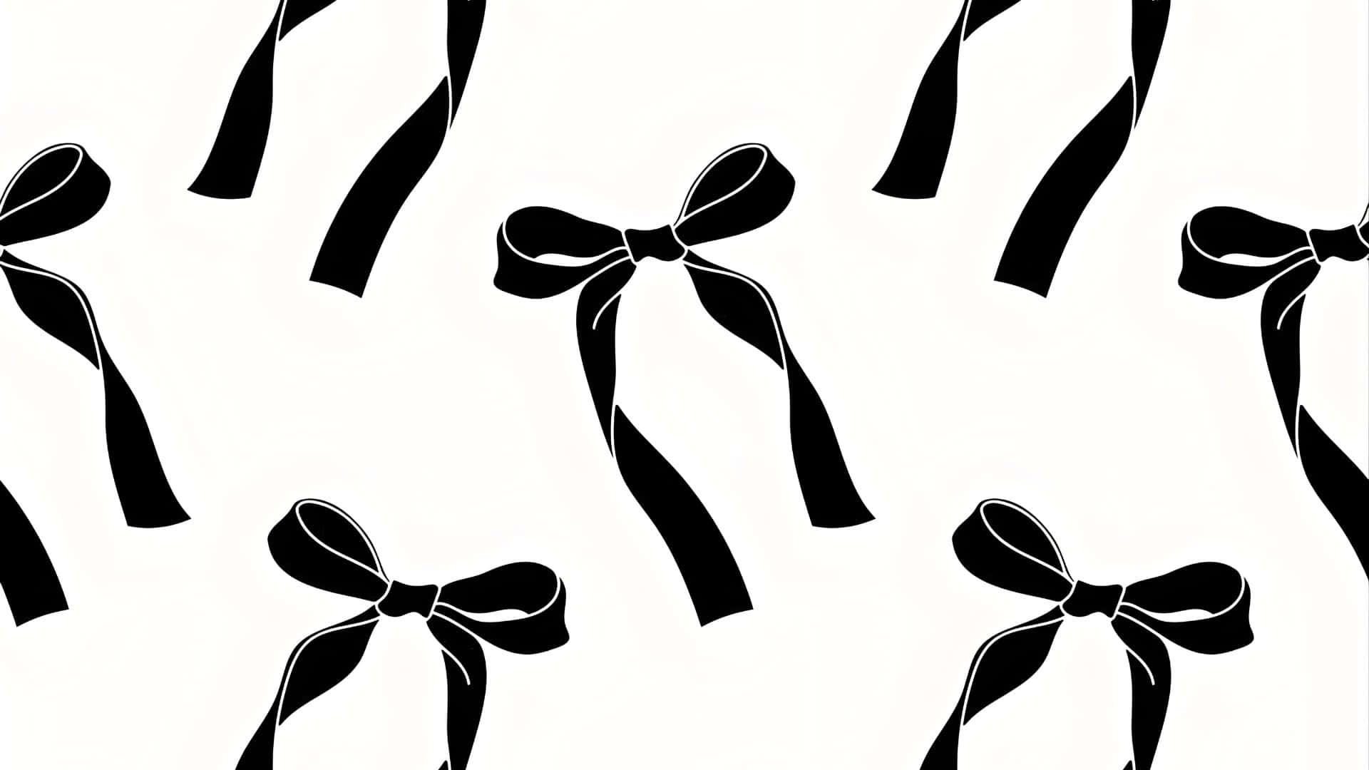 Black Bow Pattern, black ribbon bows, cream background, Full HD Desktop Wallpaper