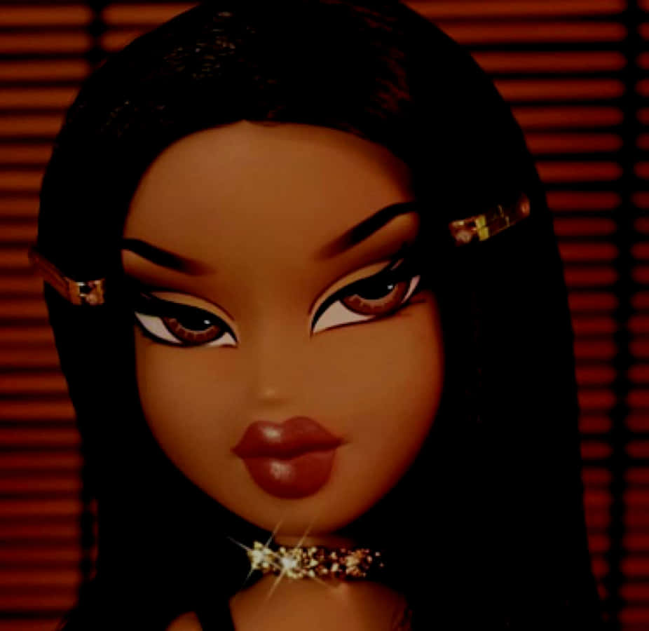 Black Bratz Aesthetic, dark hair, gold hair clips, SD Desktop Wallpaper