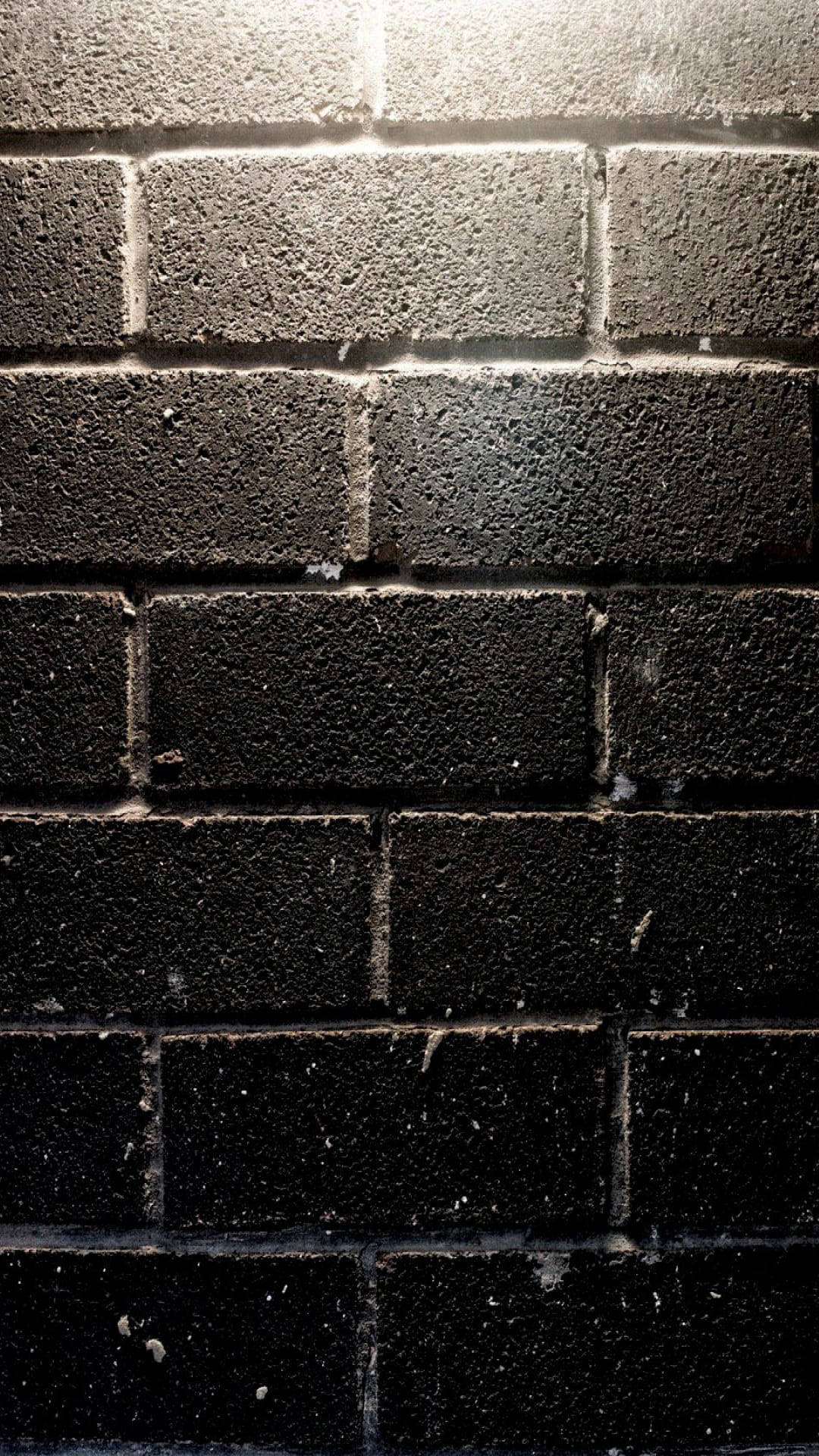 Black Brick Wall, dark textured brick wall, bright light, Full HD Phone Wallpaper