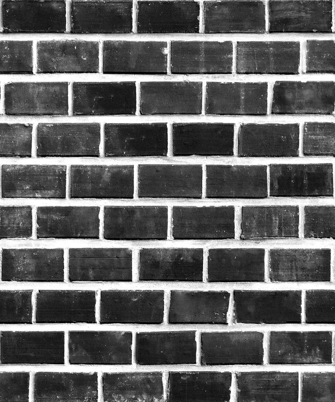 exposed dark brick wall, weathered black brick wall, stark white mortar lines, HD Phone Wallpaper