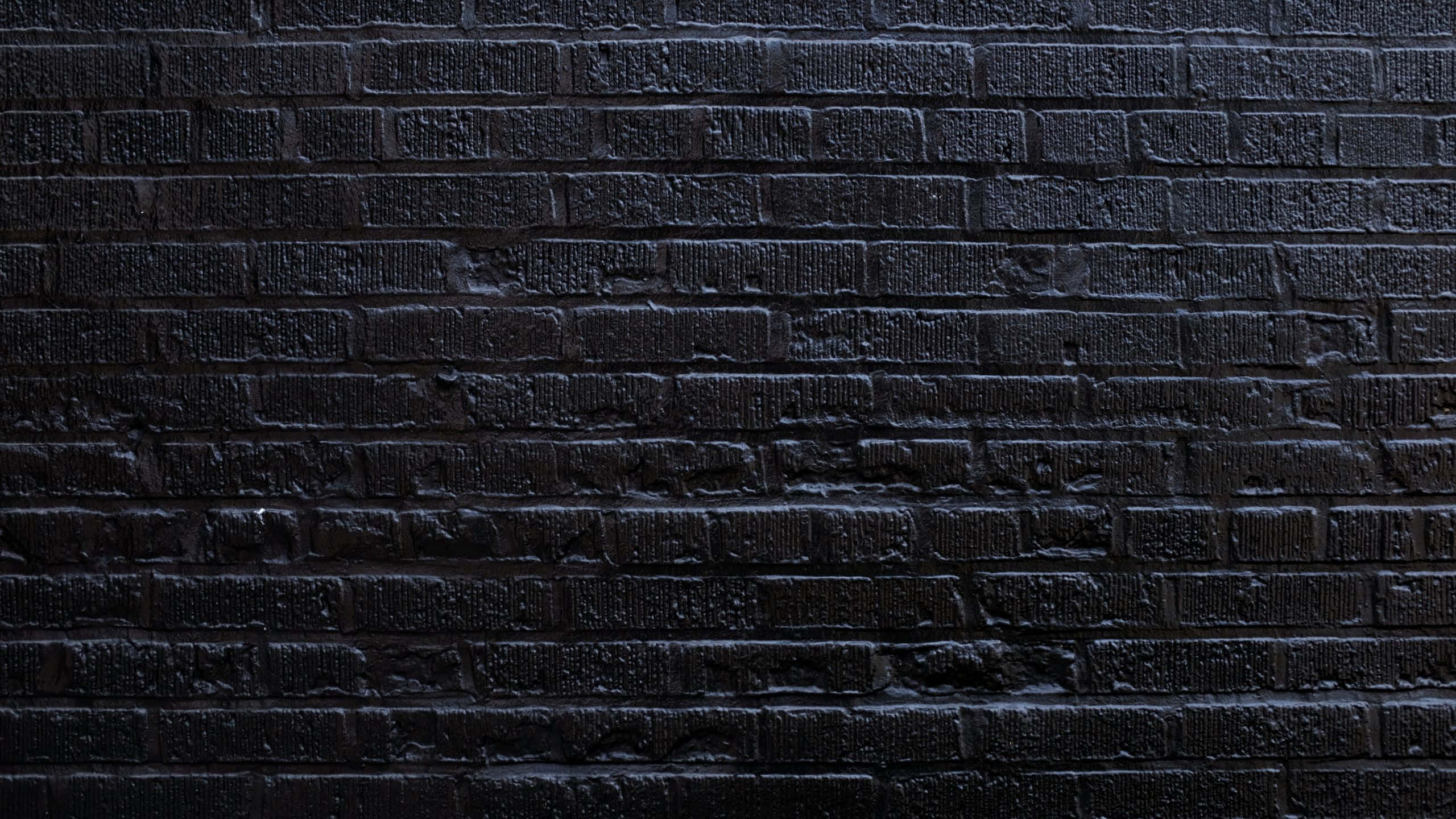 glossy black, black brick wall, dark textured brick wall, 2K Desktop Wallpaper